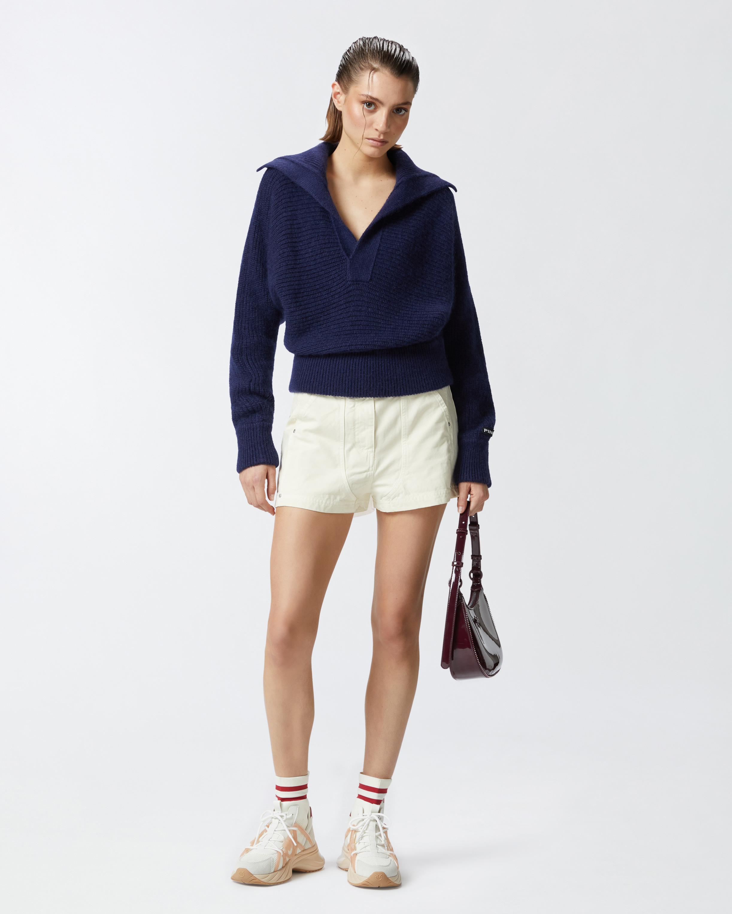 Pinko Cotton Shorts With Pockets In Blanc Lait