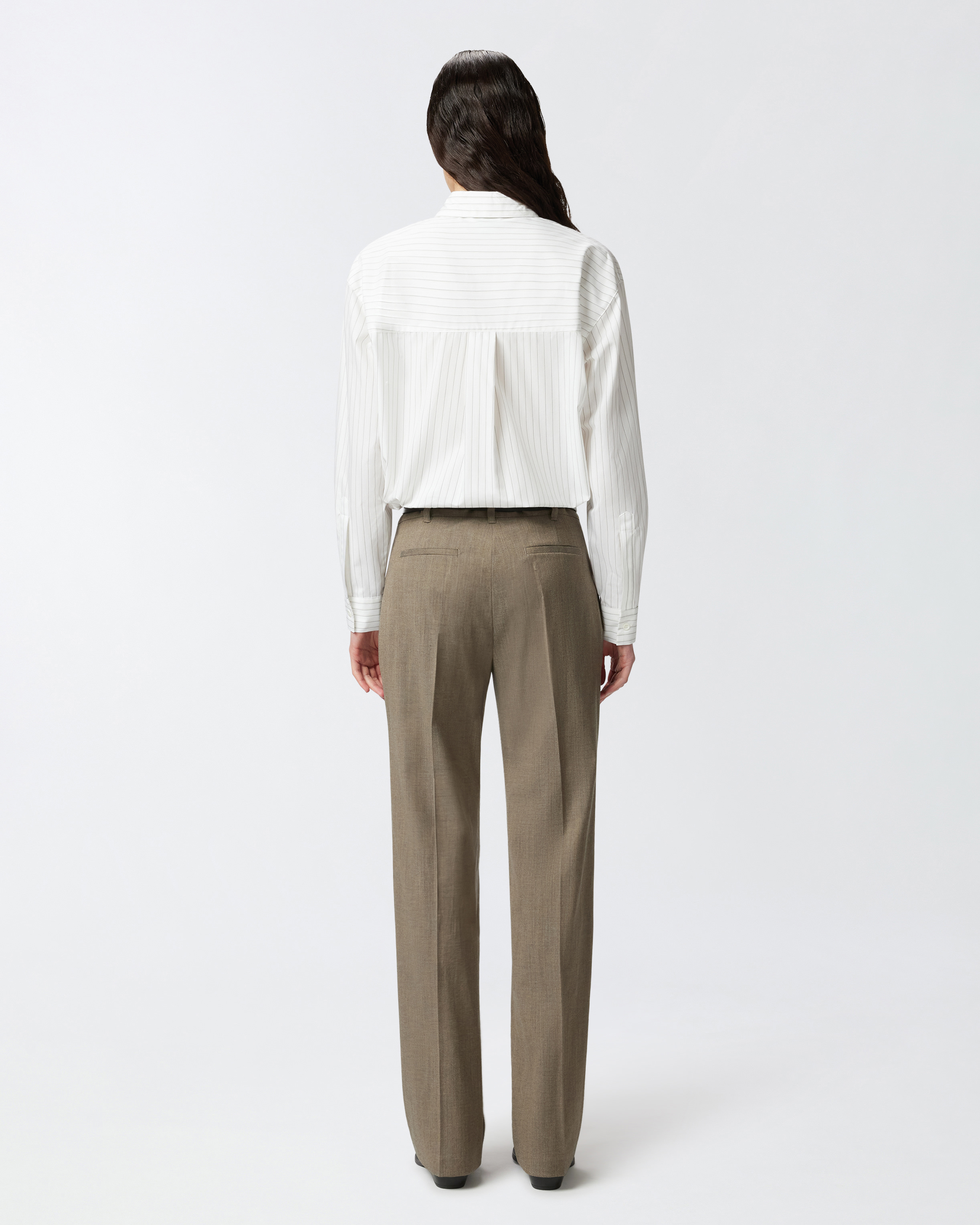 Pinko Striped Oversized Shirt In White/black/ Beige