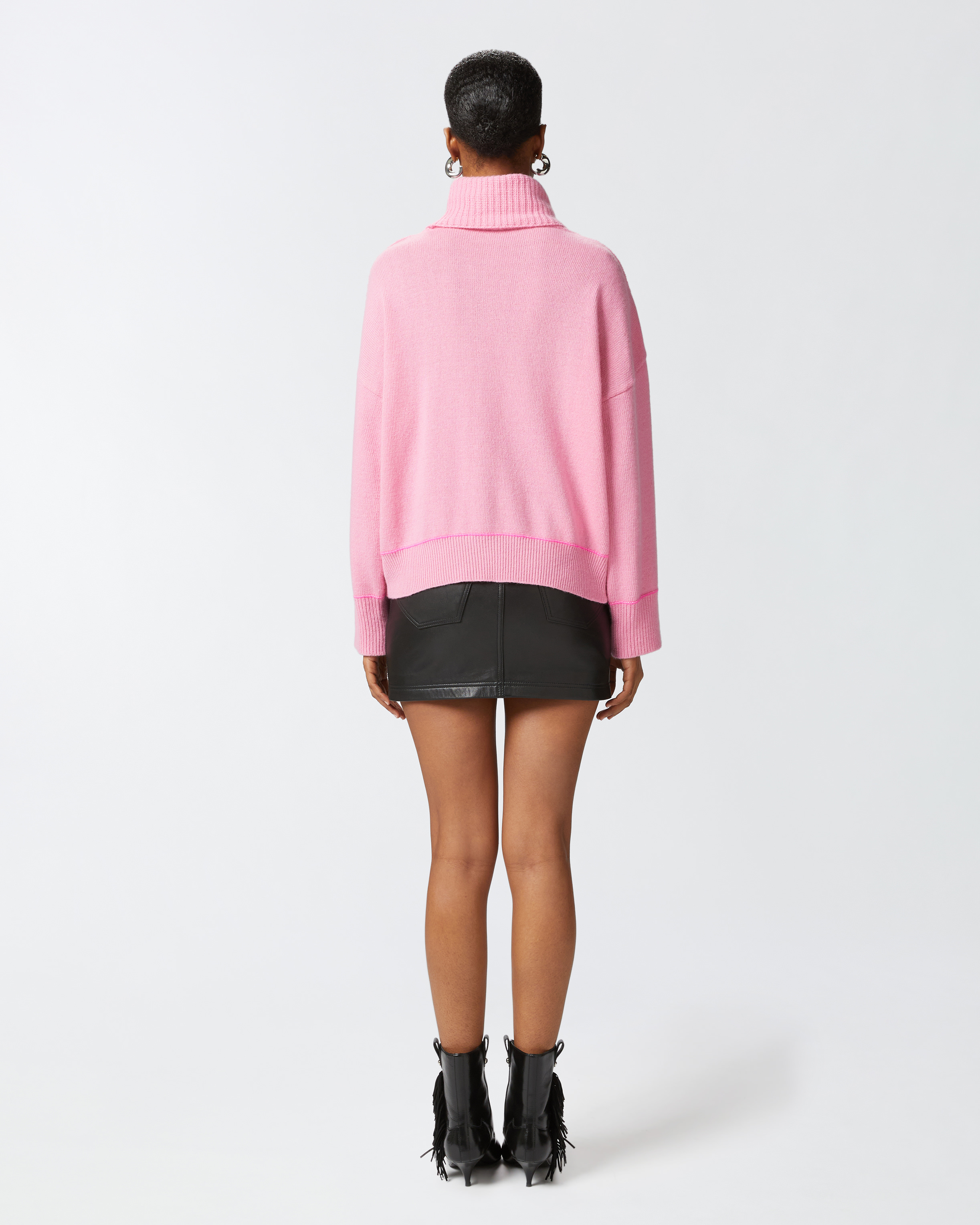 Pinko Fine Wool And Cashmere Turtleneck Jumper In Cashmere Pink