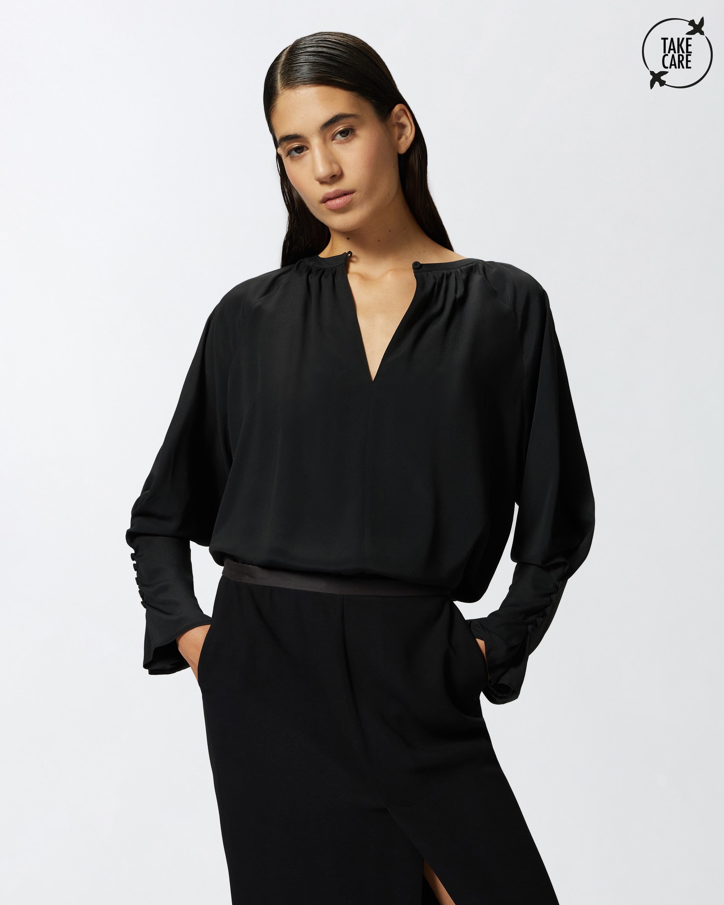 Flowing V-neck blouse PINKO → Shop Online