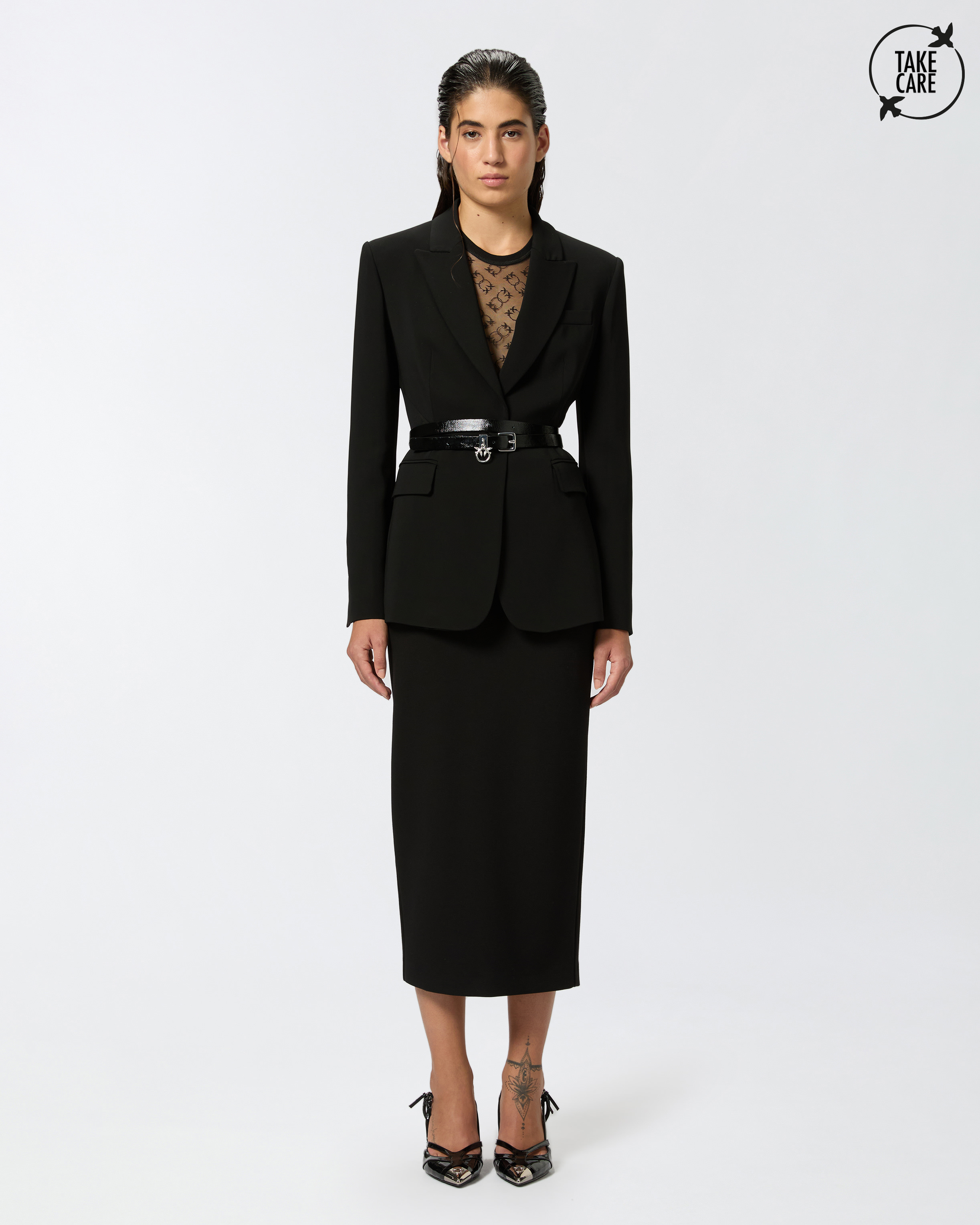 Mini skirt with lace, Black - Sisley