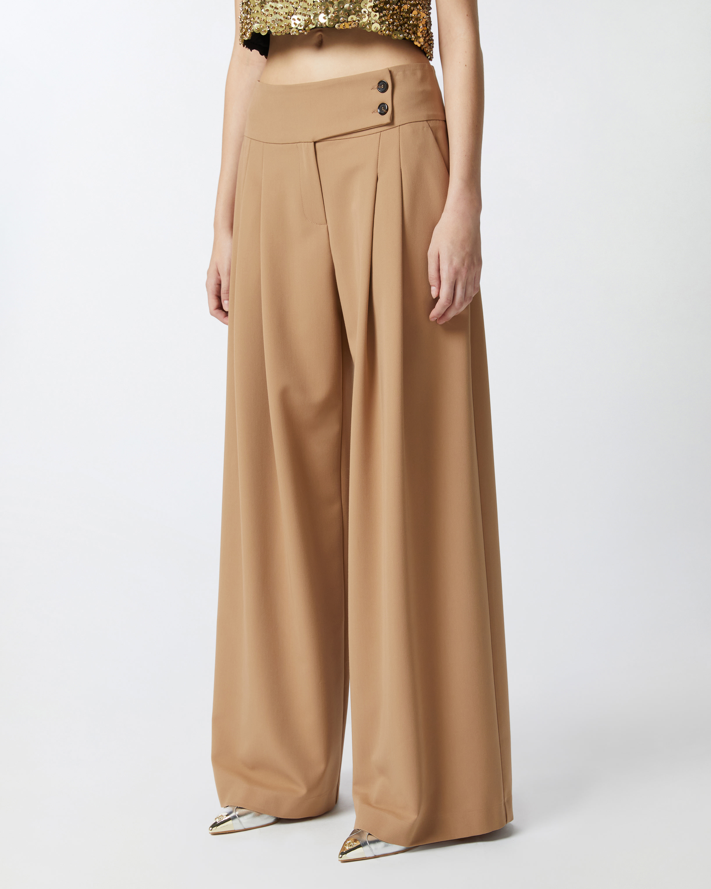 Elegant wide-leg trousers with darts PINKO → Shop Online