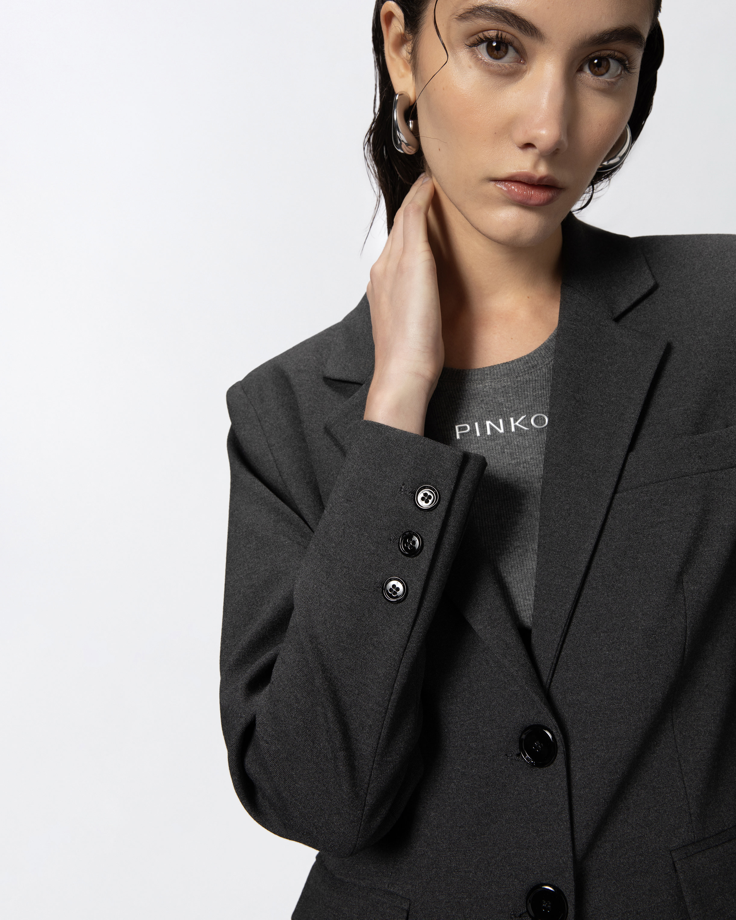 ボトムスその他 Pinko Wool Blend Single-Breasted Jacket With Satin Collar Pinko Emeline blazer jacket - Grey - Women | 1G18GMV09XI75