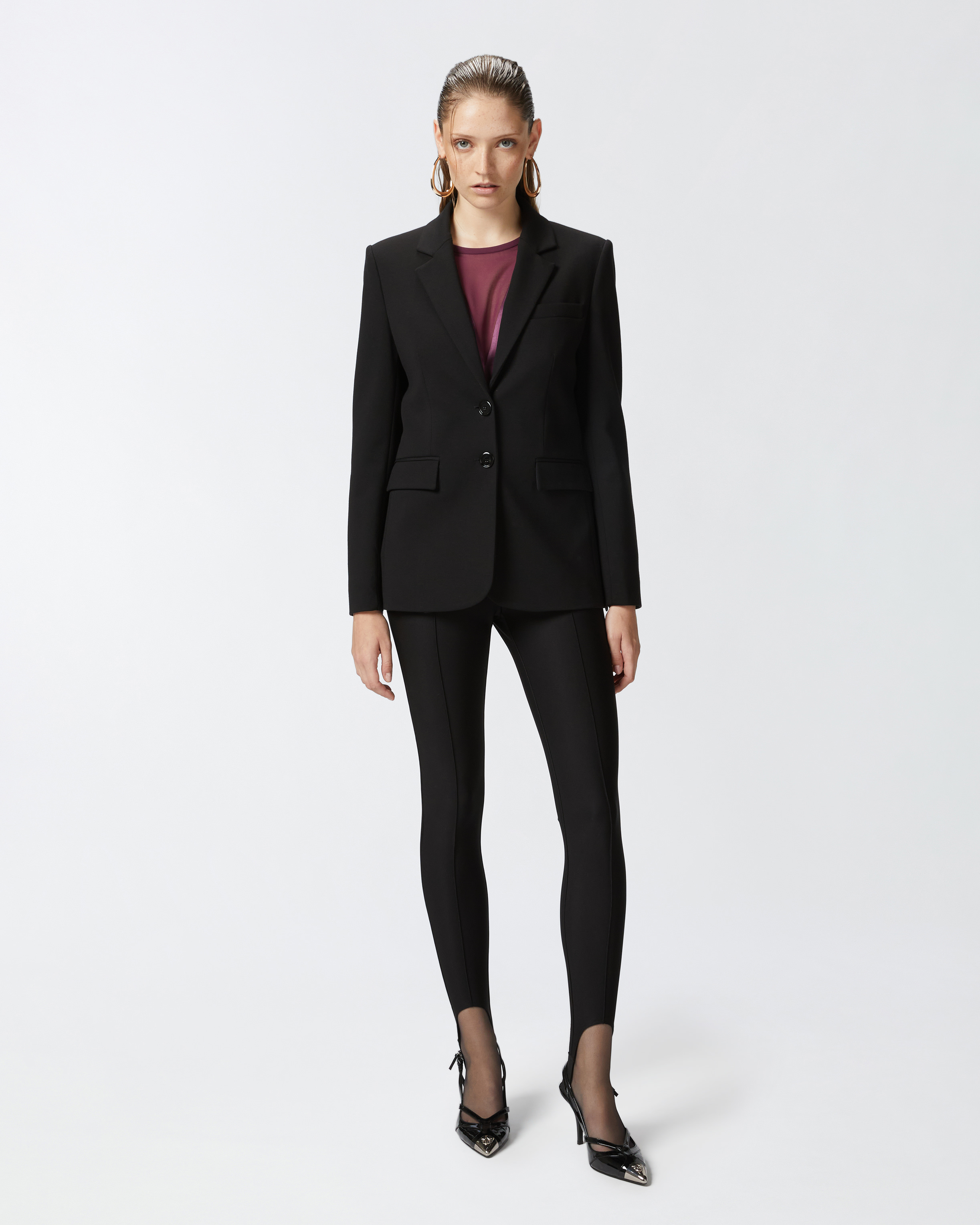 Pinko Single-breasted Blazer With Structured Shoulders In Limo Black