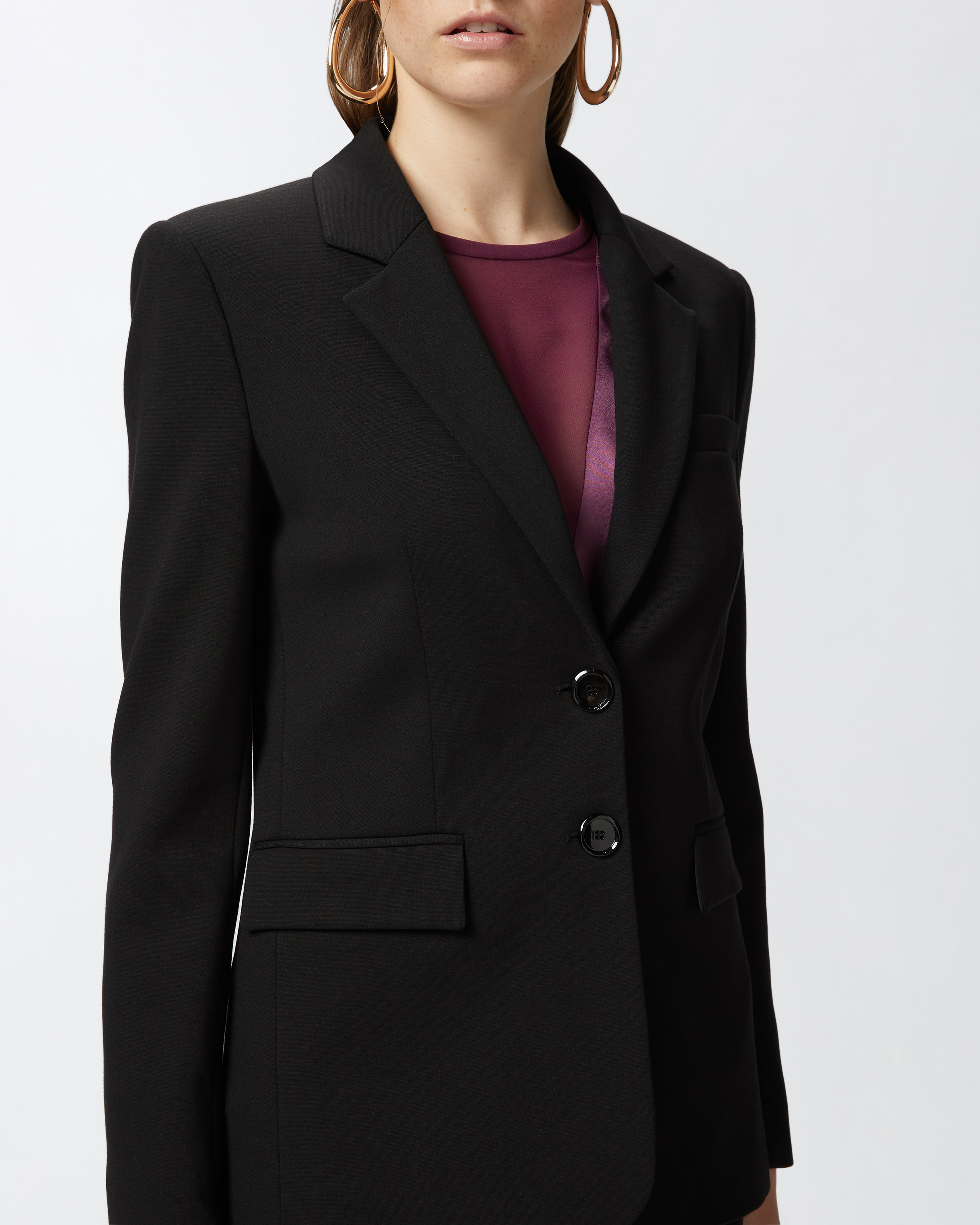 Pinko Single-breasted Blazer With Structured Shoulders In Limo Black