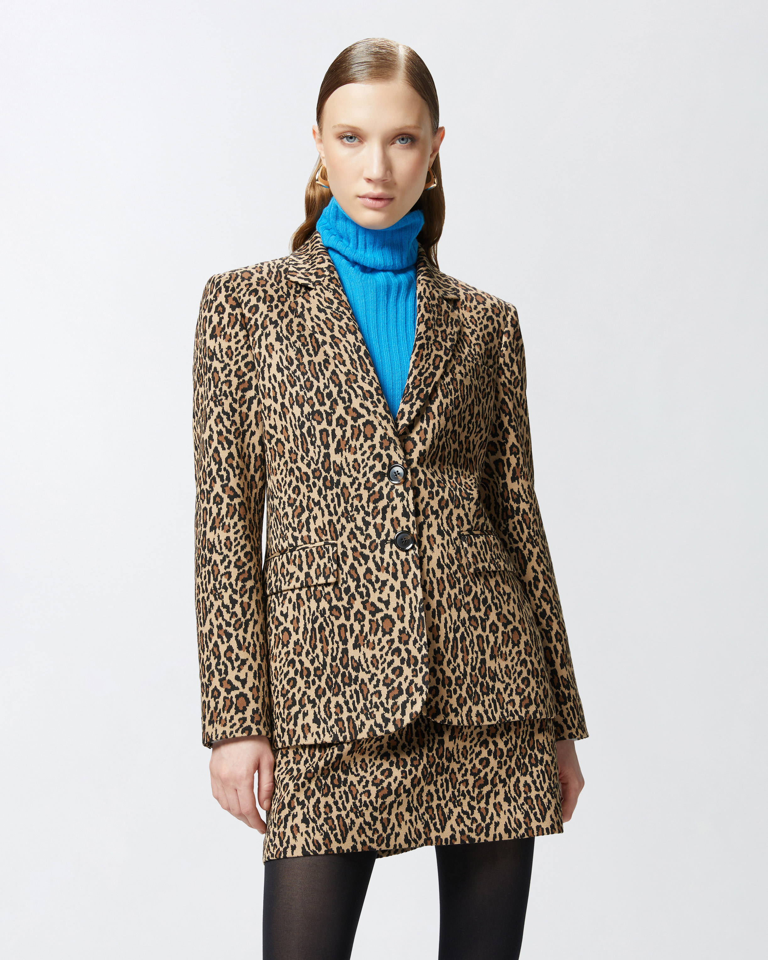 Pinko Single-breasted Blazer With Spotted Pattern In Multi. Beige/black