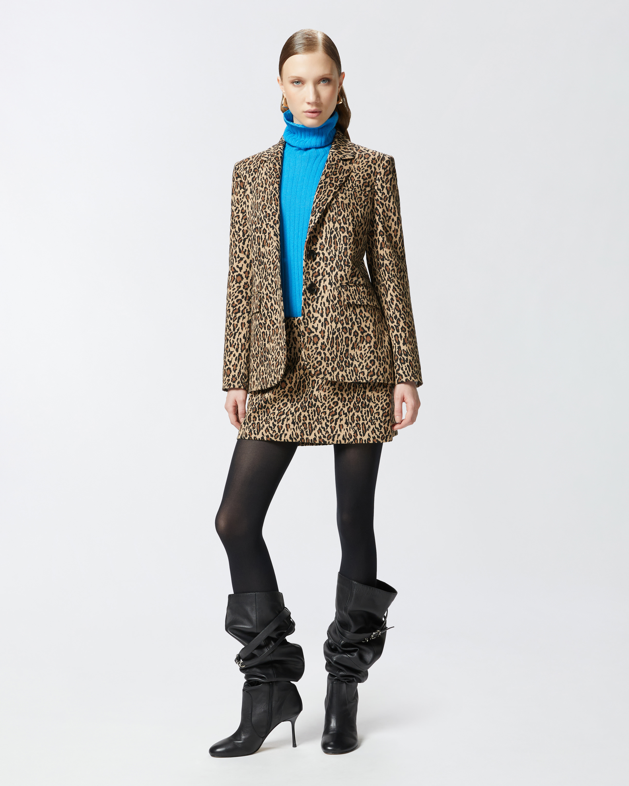 Pinko Single-breasted Blazer With Spotted Pattern In Multi. Beige/black