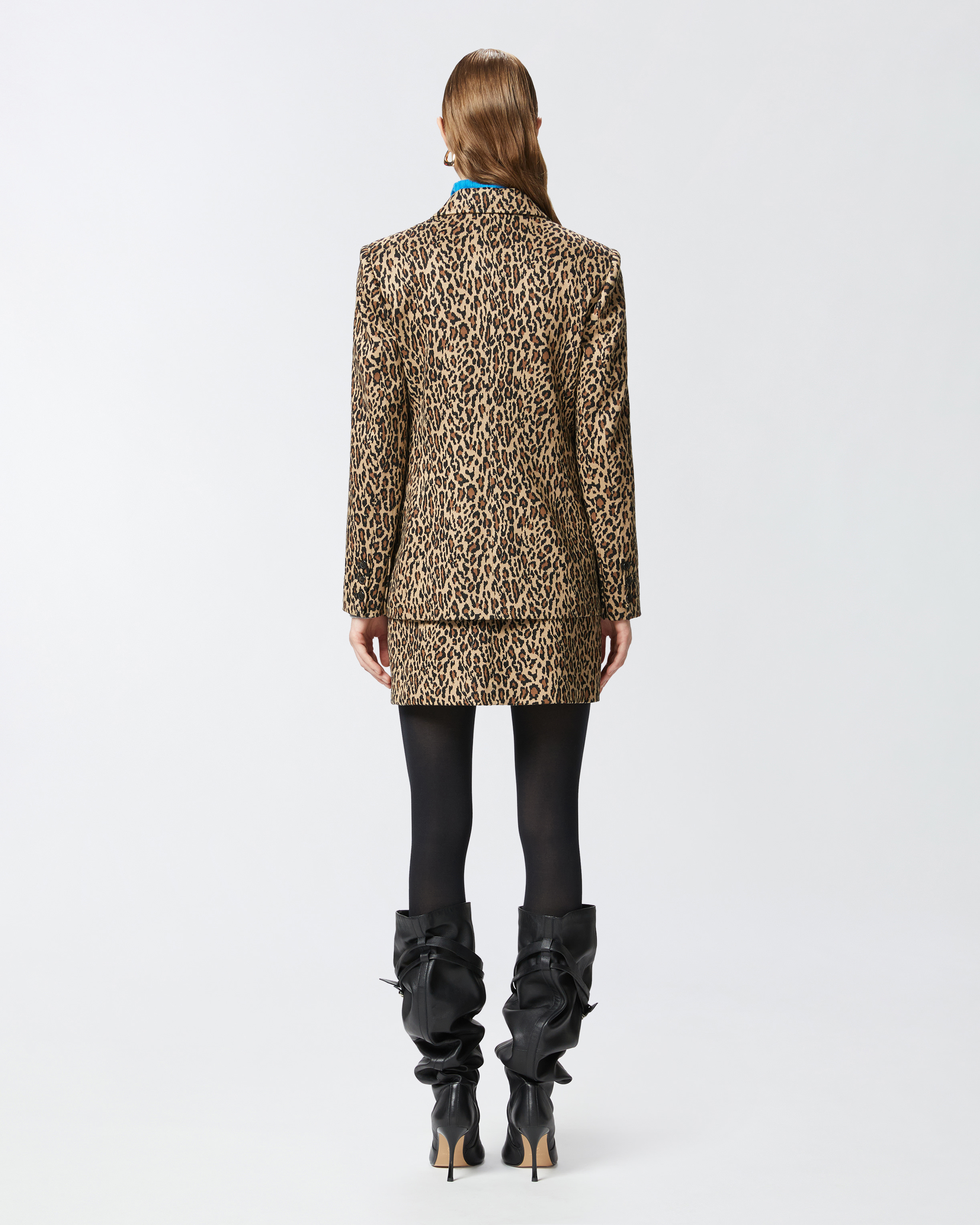 Pinko Single-breasted Blazer With Spotted Pattern In Multi. Beige/black