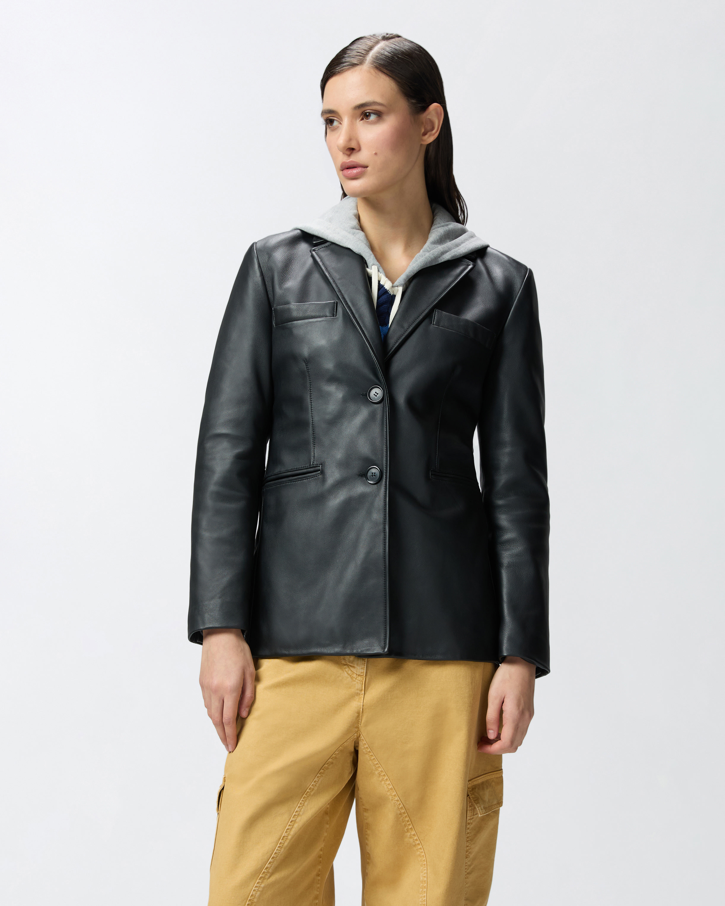 Single-breasted nappa leather blazer PINKO → Shop Online