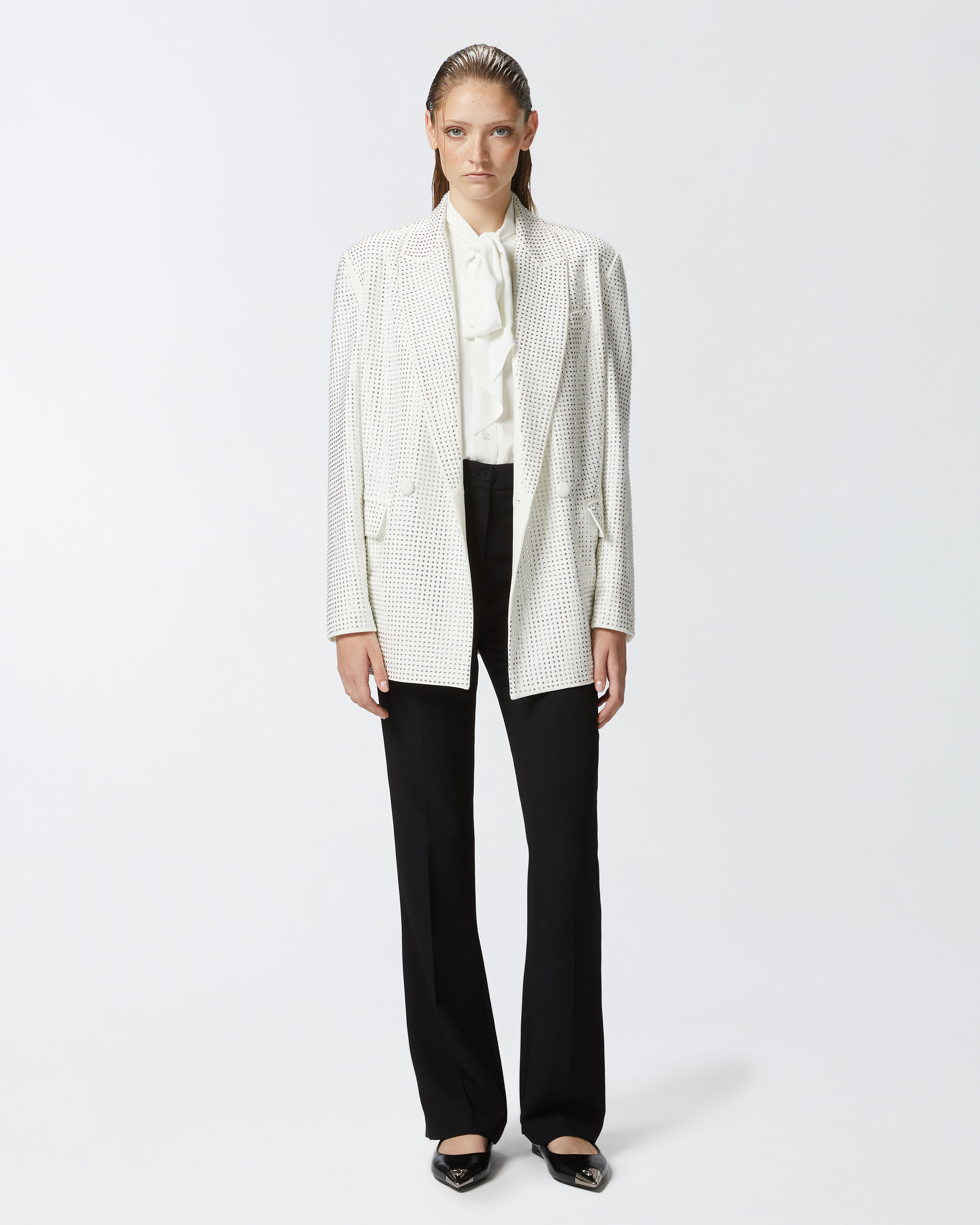 Pinko High-waisted Trousers In Noir Limousine