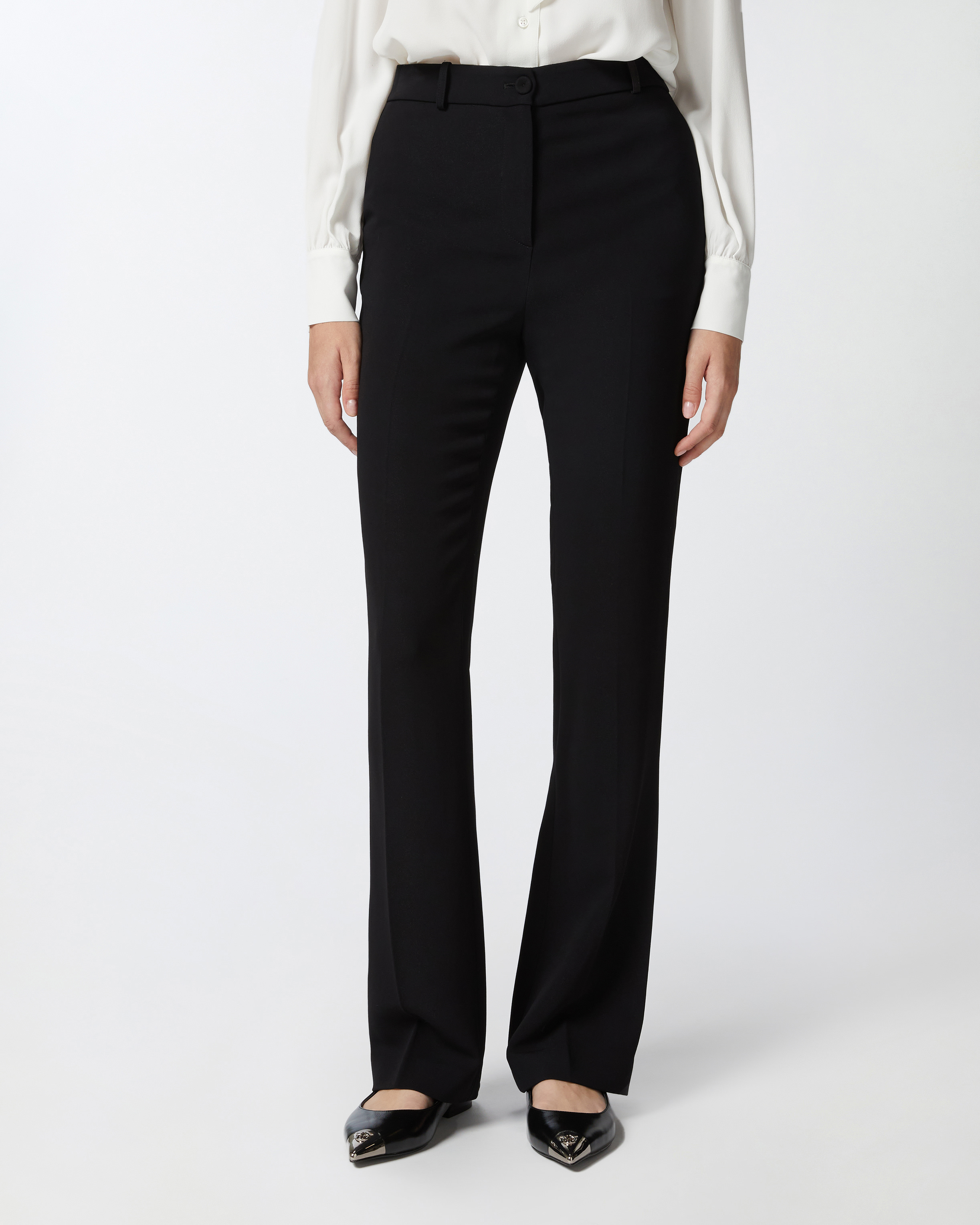Pinko High-waisted Trousers In Noir Limousine