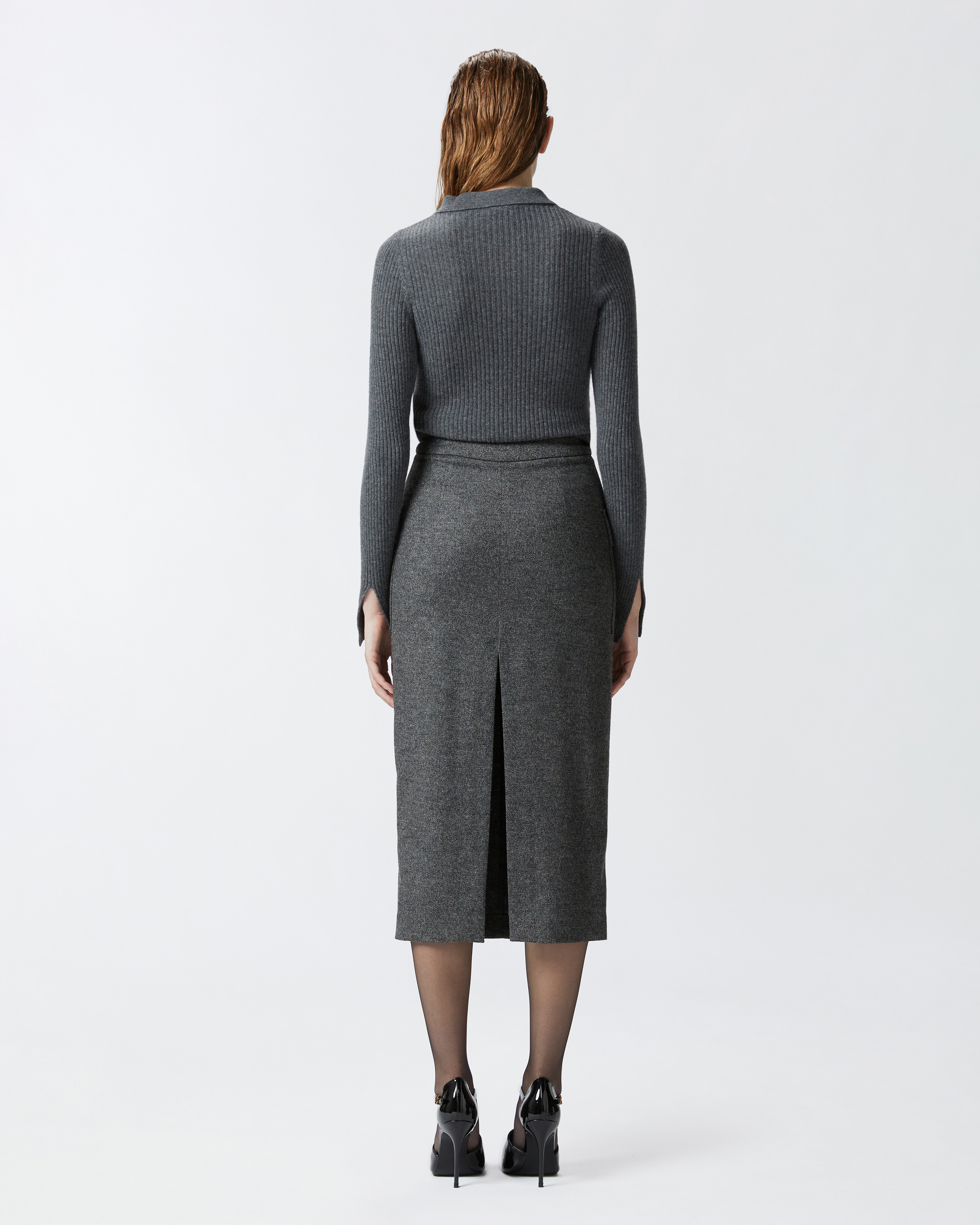 Pinko Sweater And Skirt Two-piece Effect Dress In Black/grey