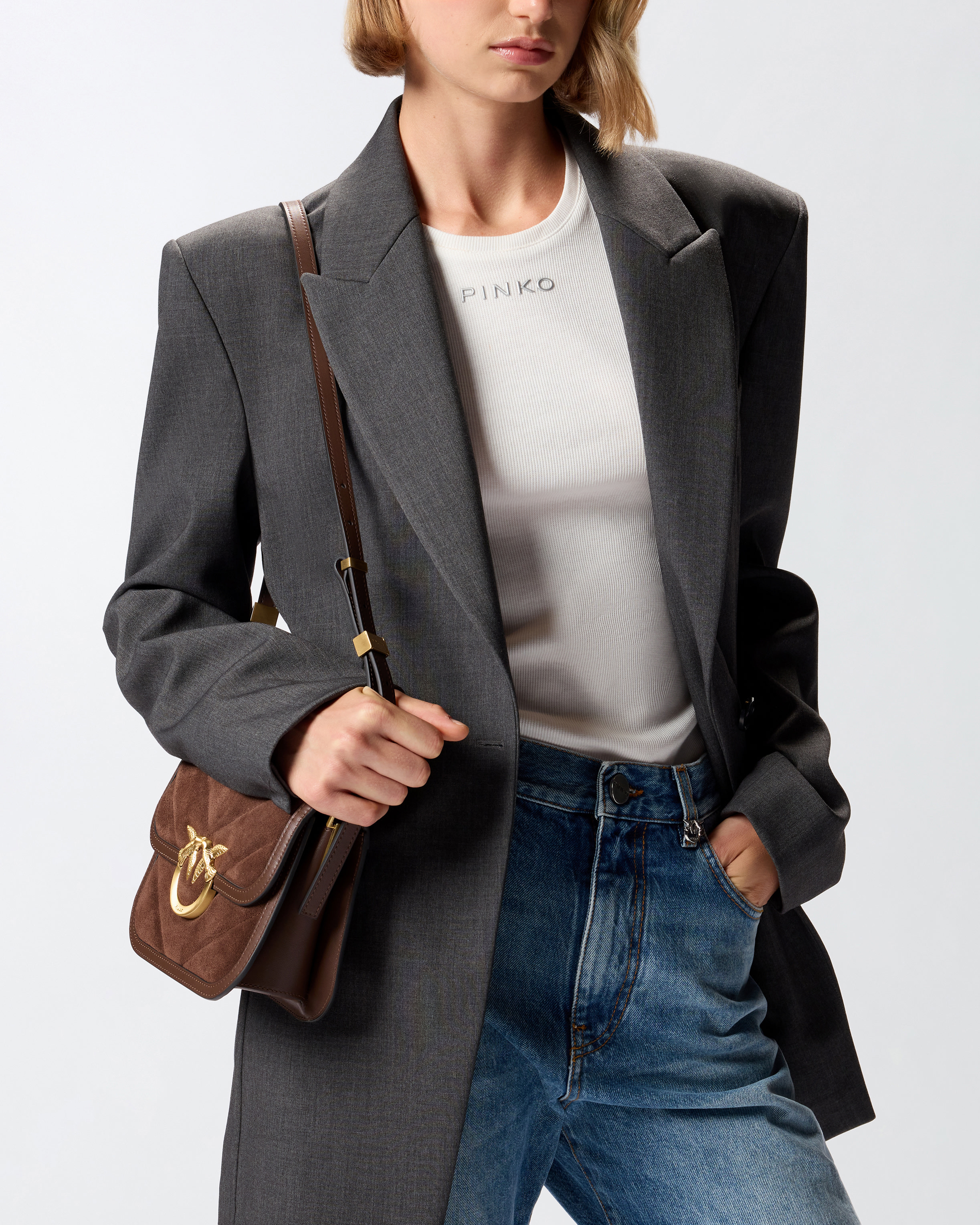 Bolso de hombro pequeño Mini Love Bag Box de ante 4