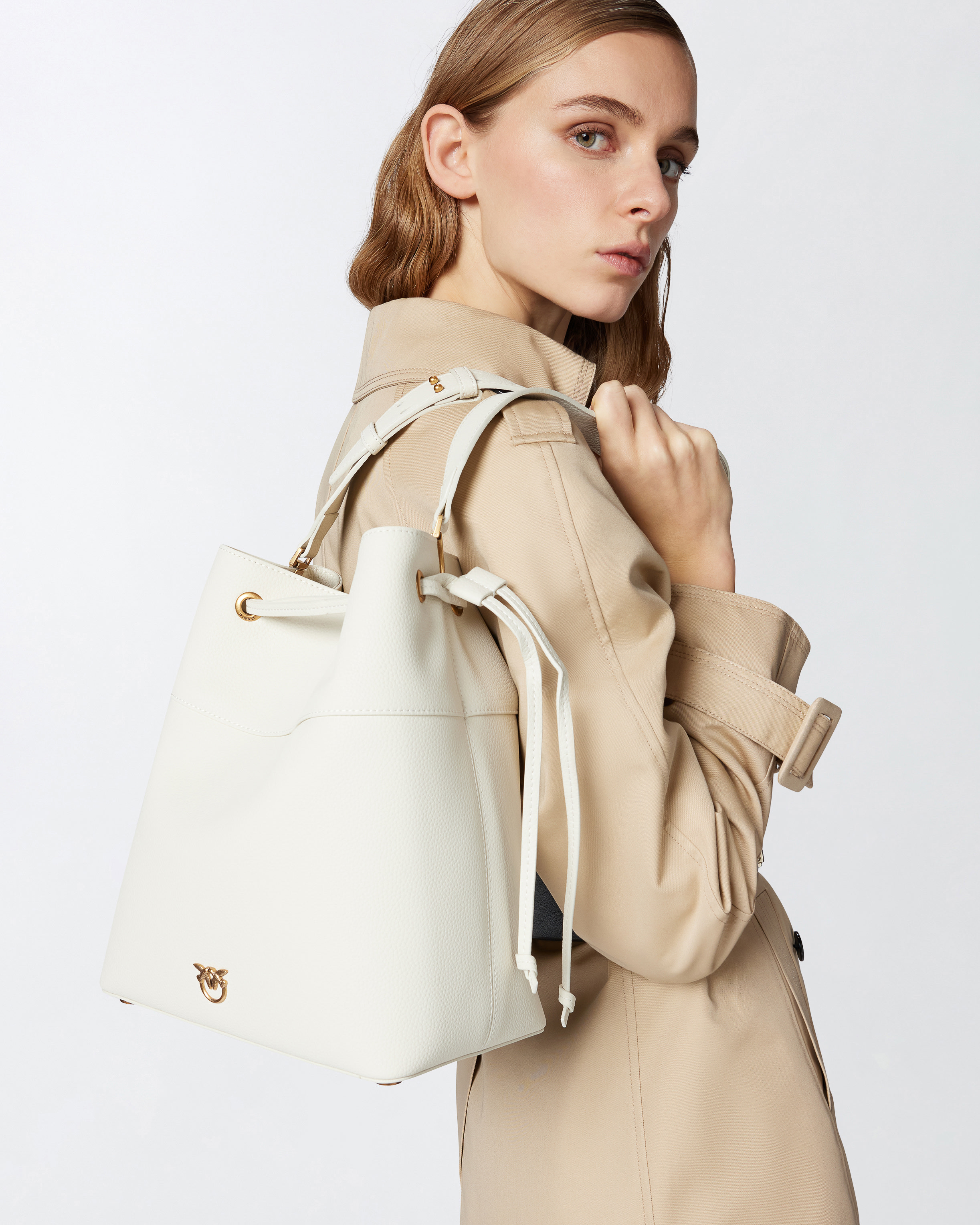 Leather bucket bag with shoulder strap PINKO → Shop Online