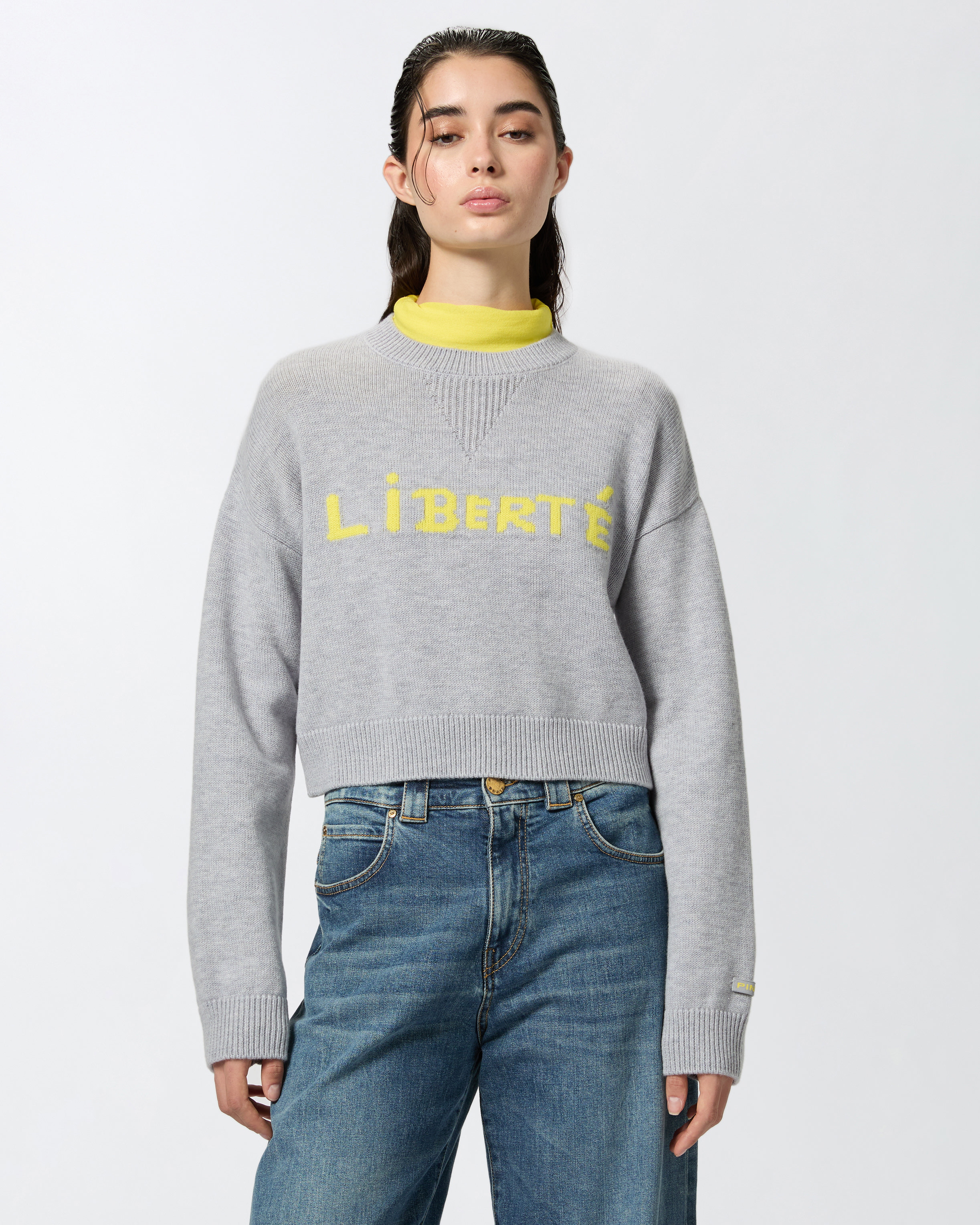 Wool sweater with Liberté lettering PINKO → Shop Online Wool sweater with Liberté lettering PINKO → Shop Online