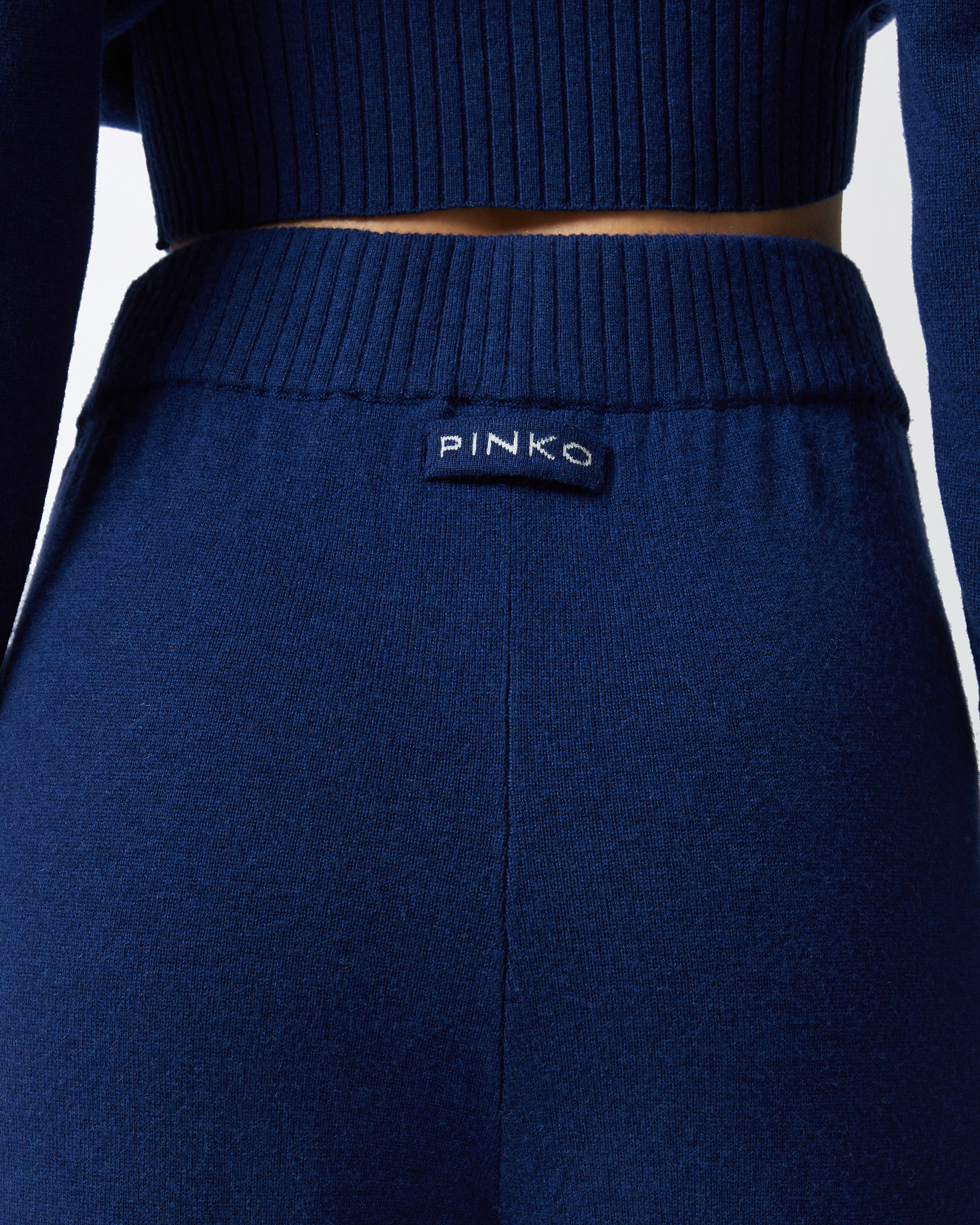 Pinko Cashmere-blend Knit Joggers In Blu Iride