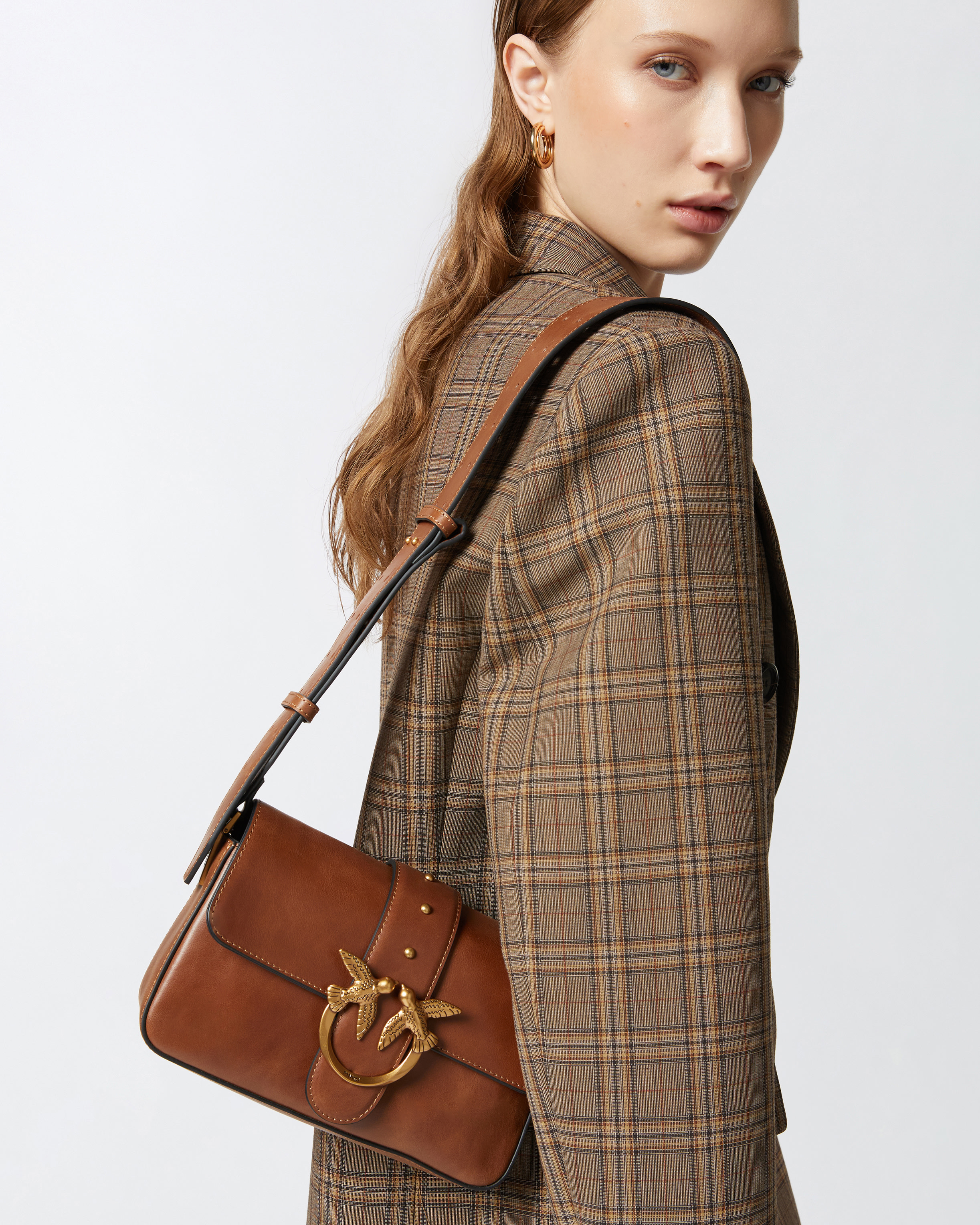 Pinko Slouchy Mini Love Bag Small Shoulder Bag In Cloud Leather