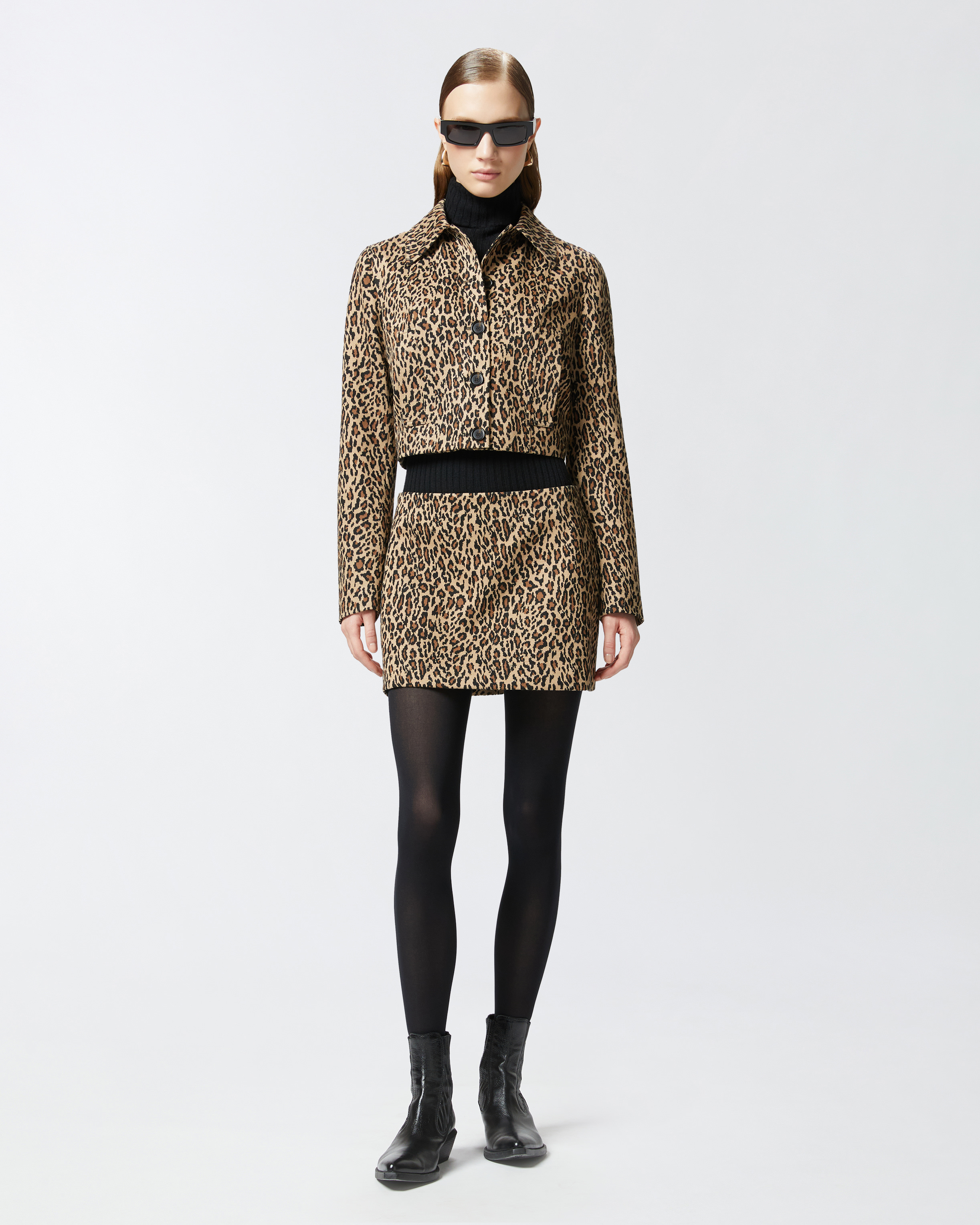 Pinko Leopard Print Miniskirt In Multi. Beige/black
