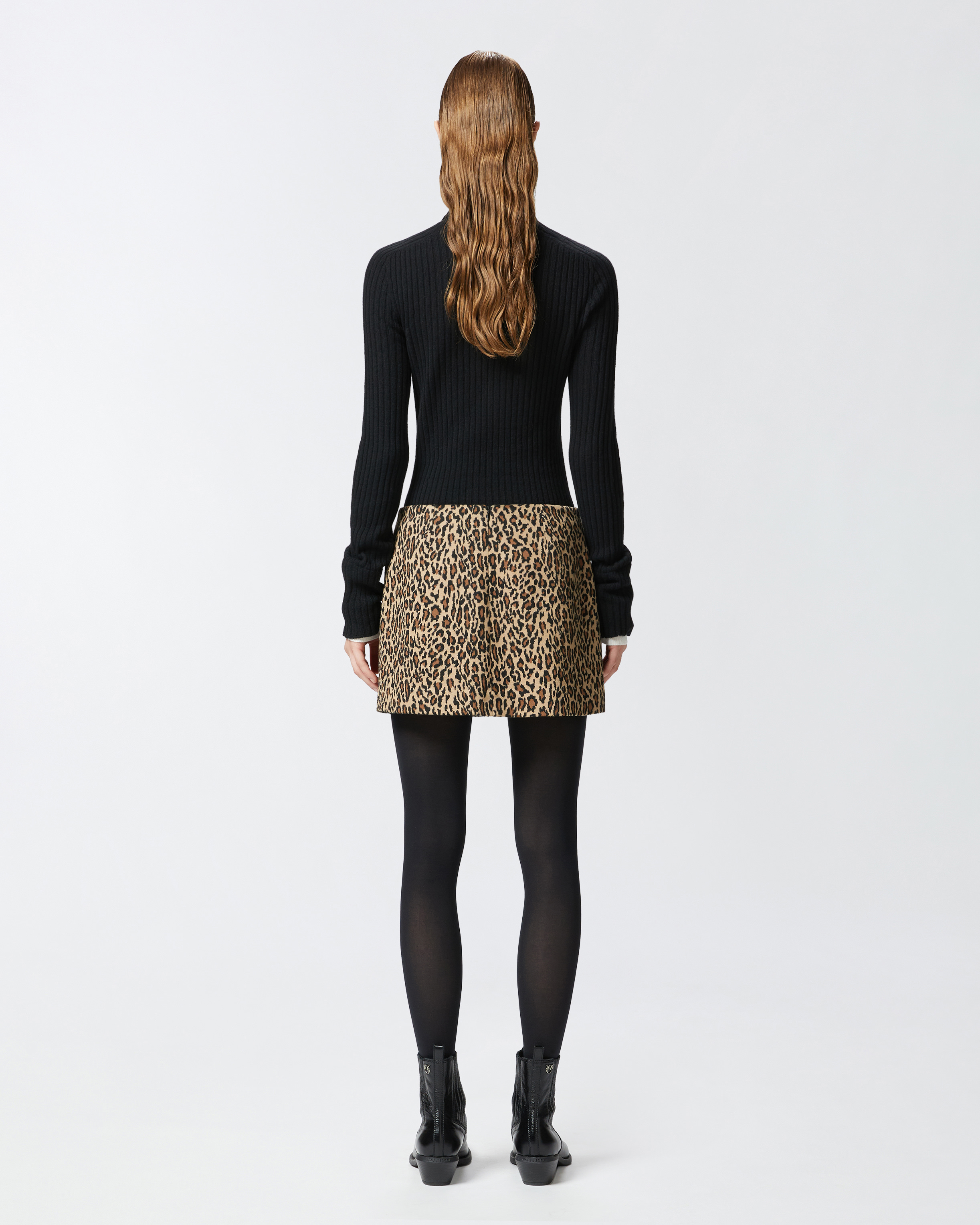 Pinko Leopard Print Miniskirt In Multi. Beige/black