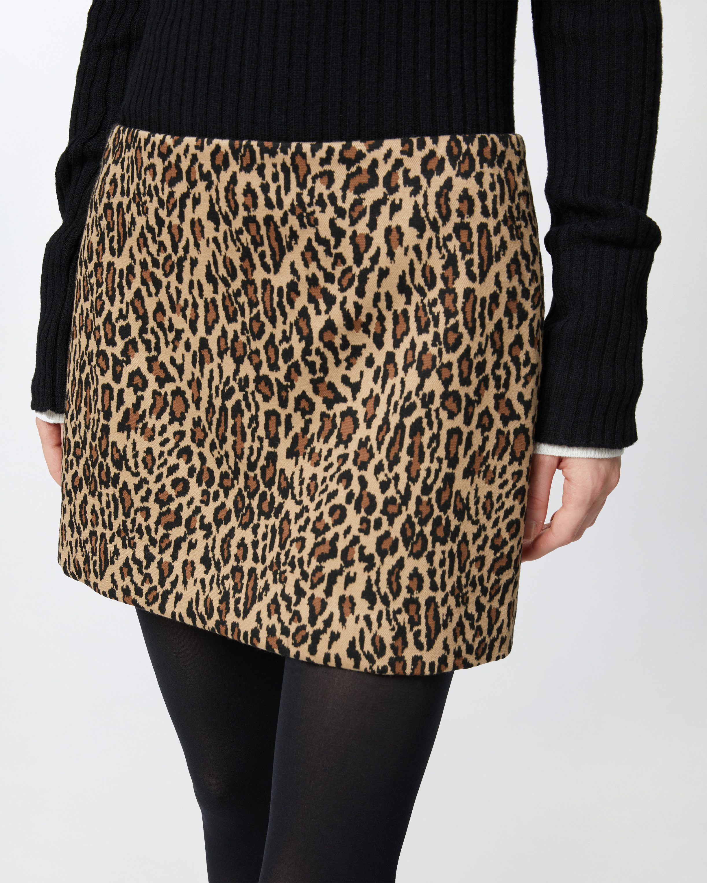 Pinko Leopard Print Miniskirt In Multi. Beige/black