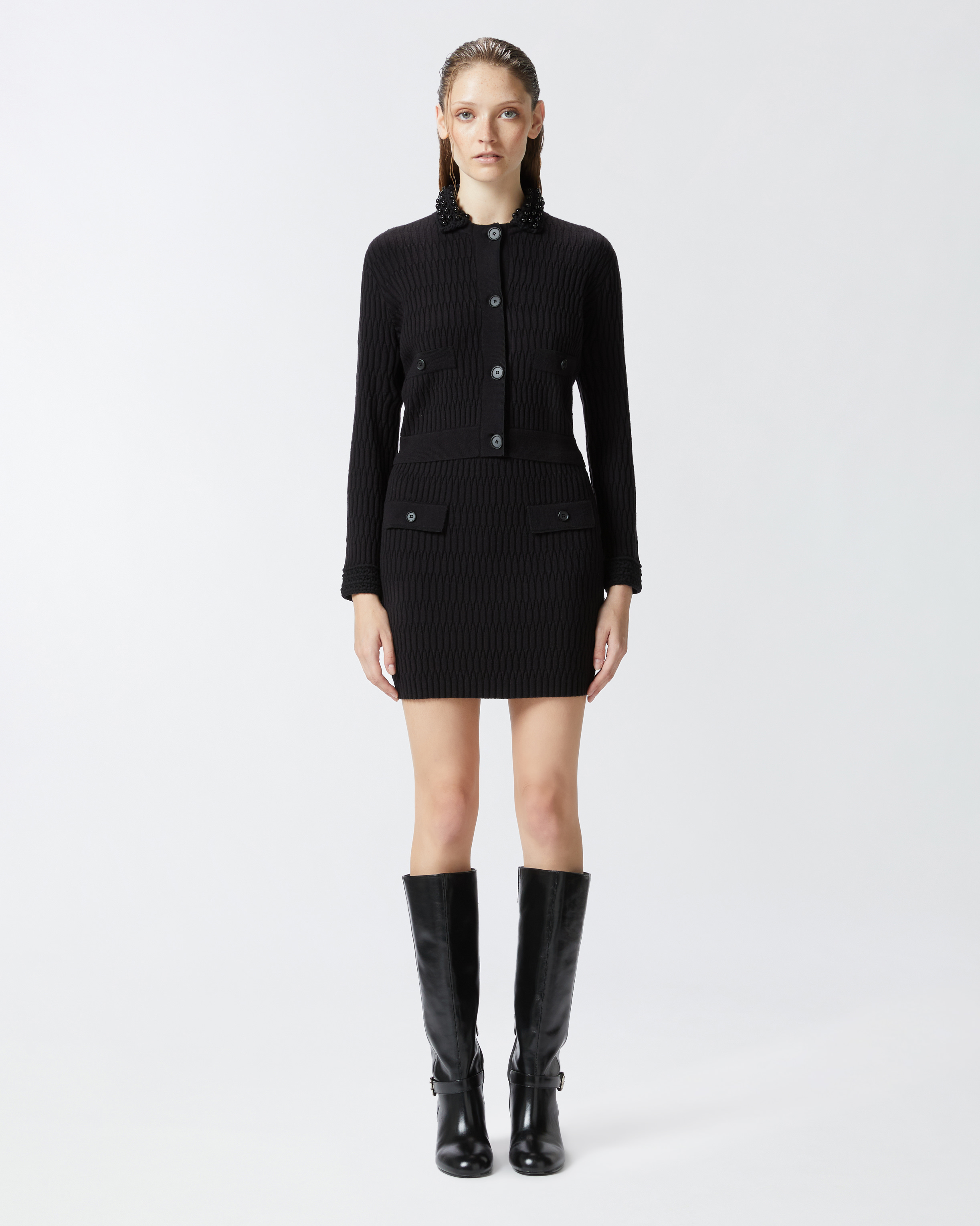 Pinko Masquerade Cardigan In Limo Black