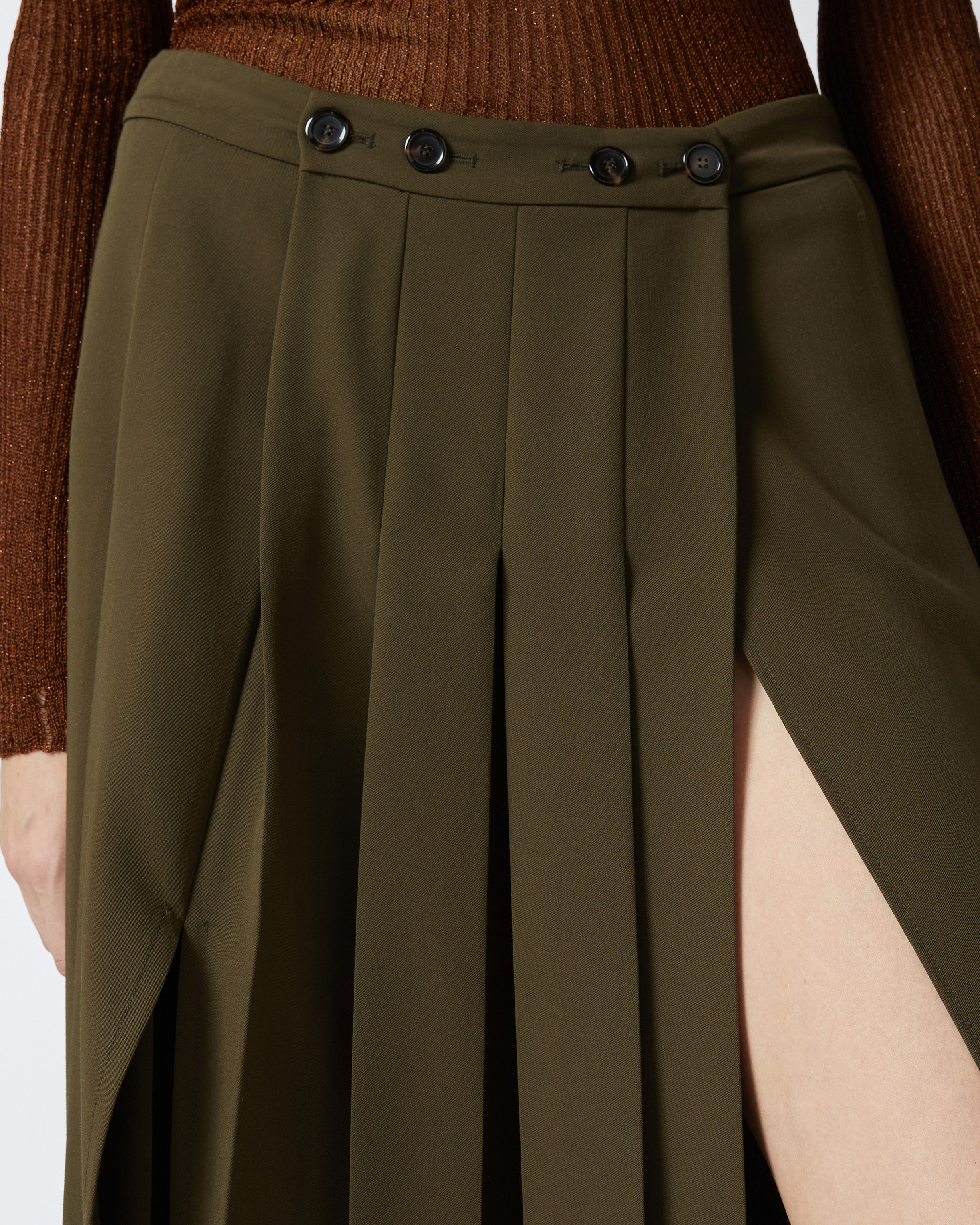 Pinko Long Skirt With Pleating In Green-amazonia