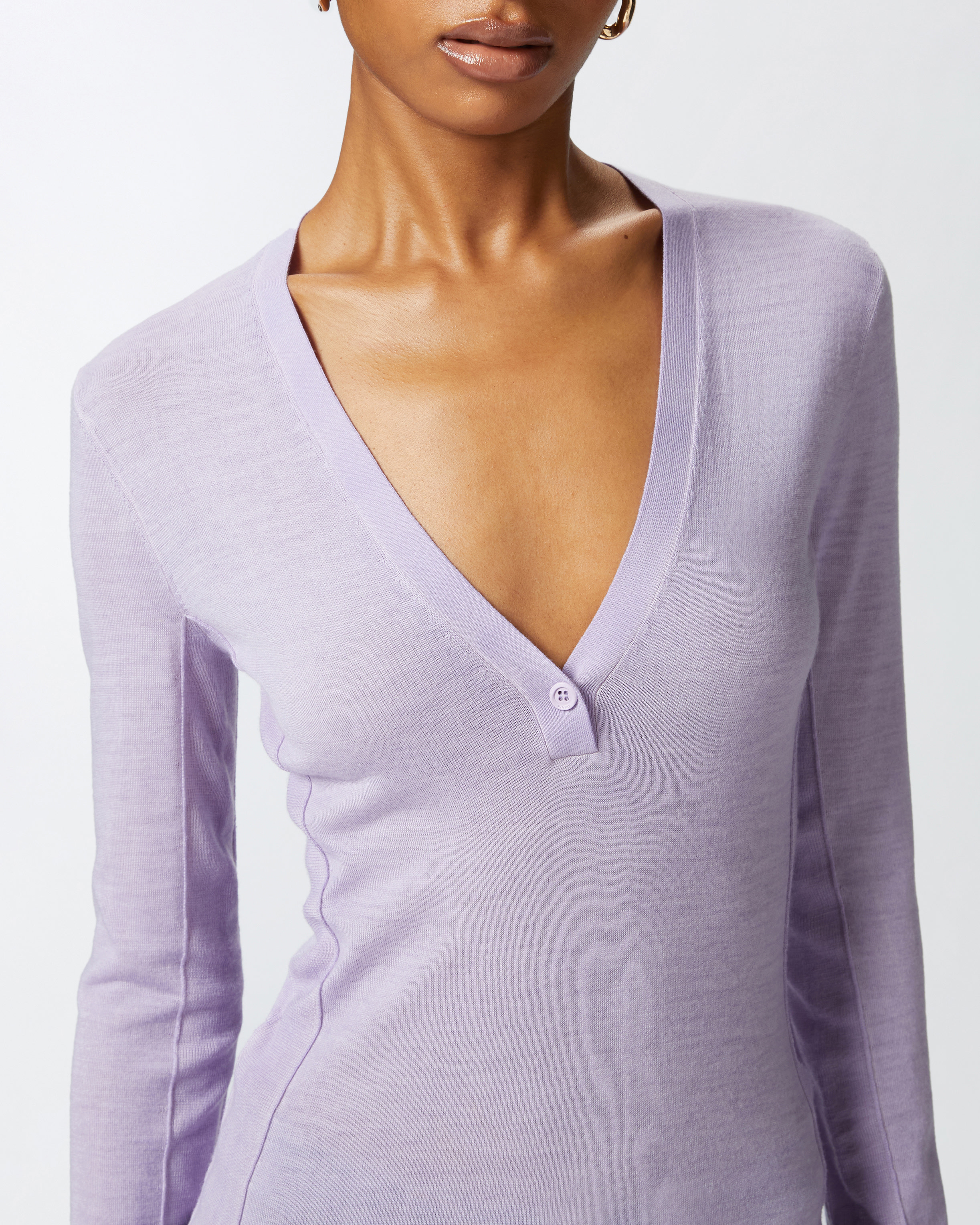 Pinko Lightweight Wool And Silk V-neck Sweater In Petalo D'orch.