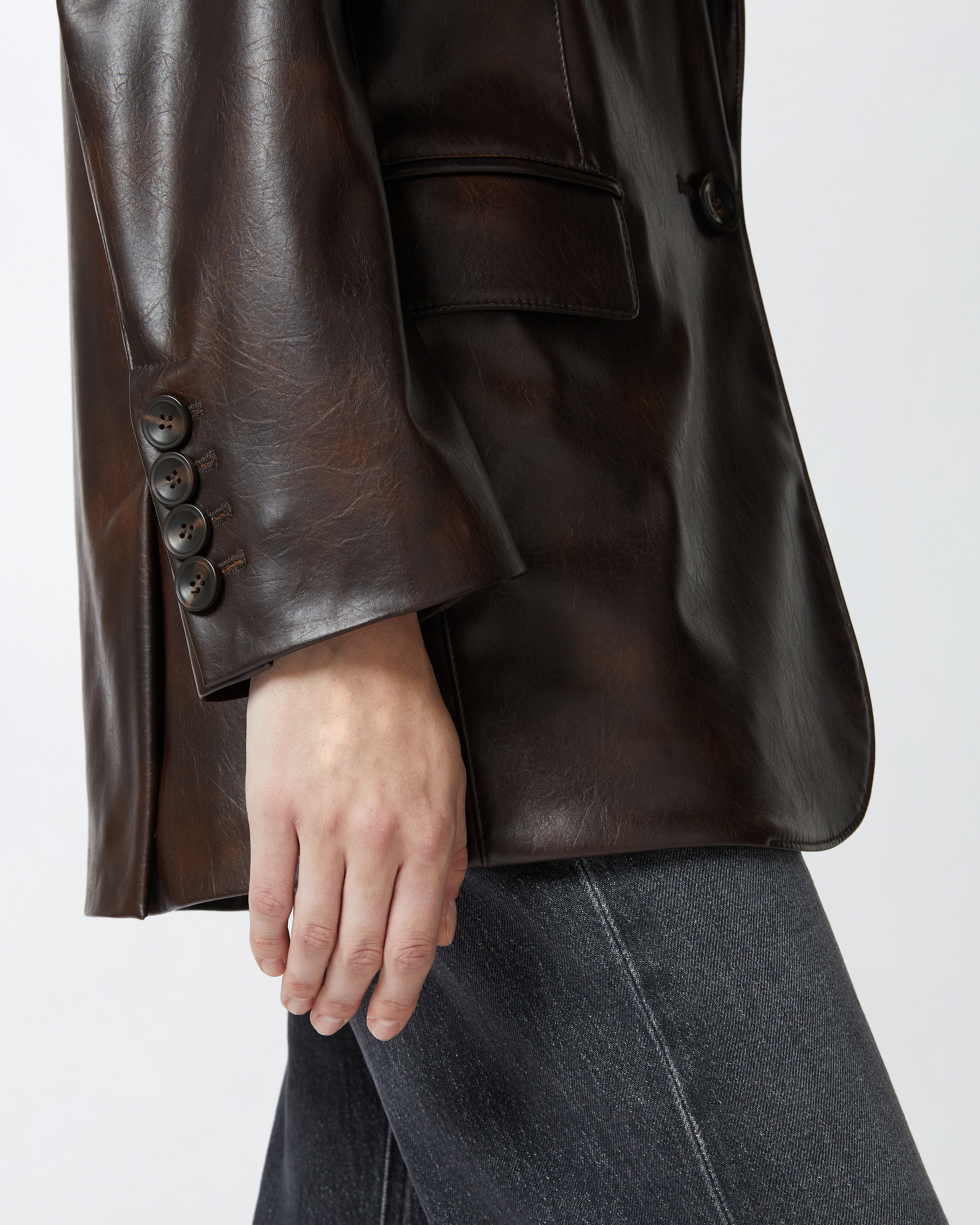 Pinko Single-breasted Blazer In Coffee Bean Brown