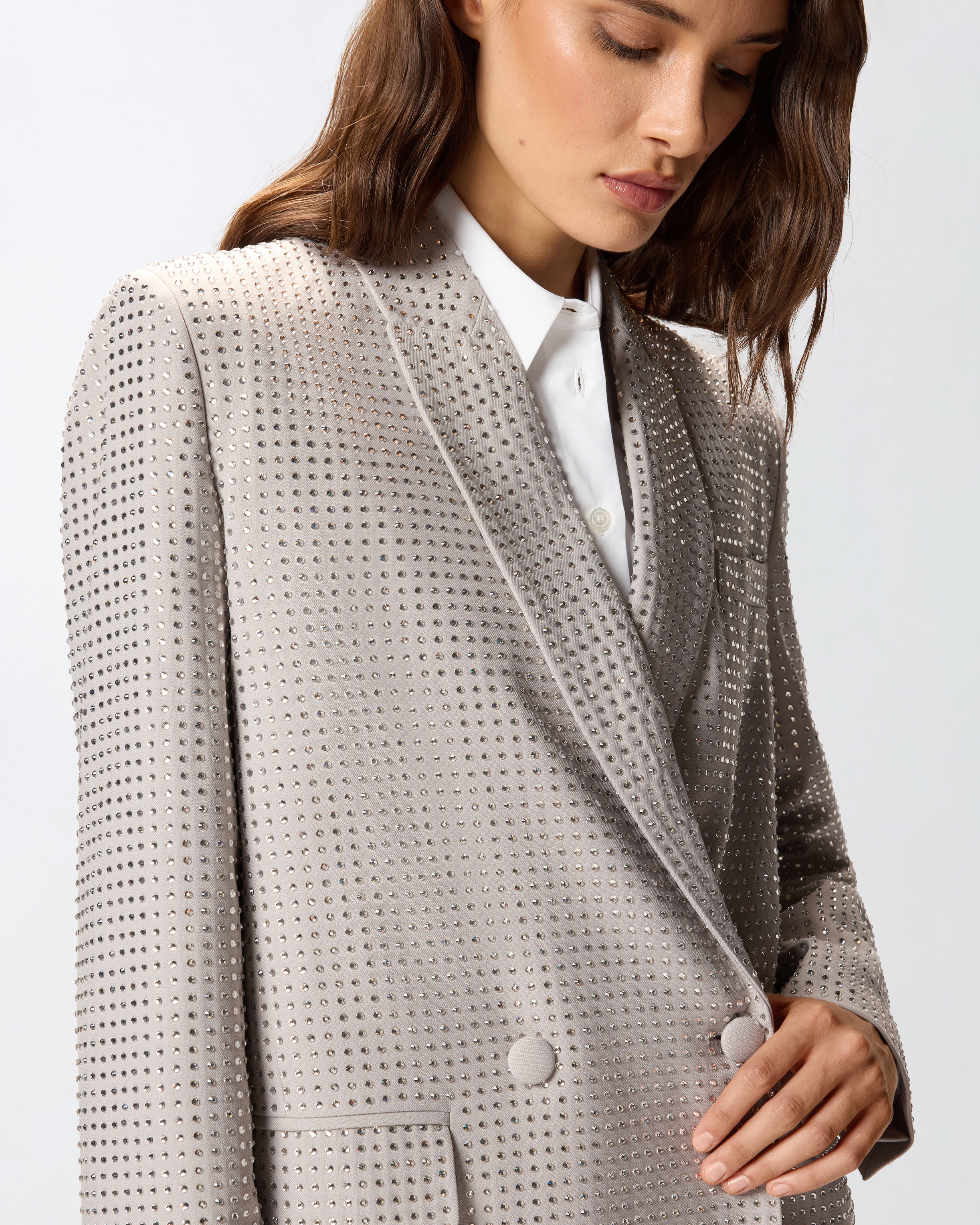 Blazer oversize doppiopetto con strass 3