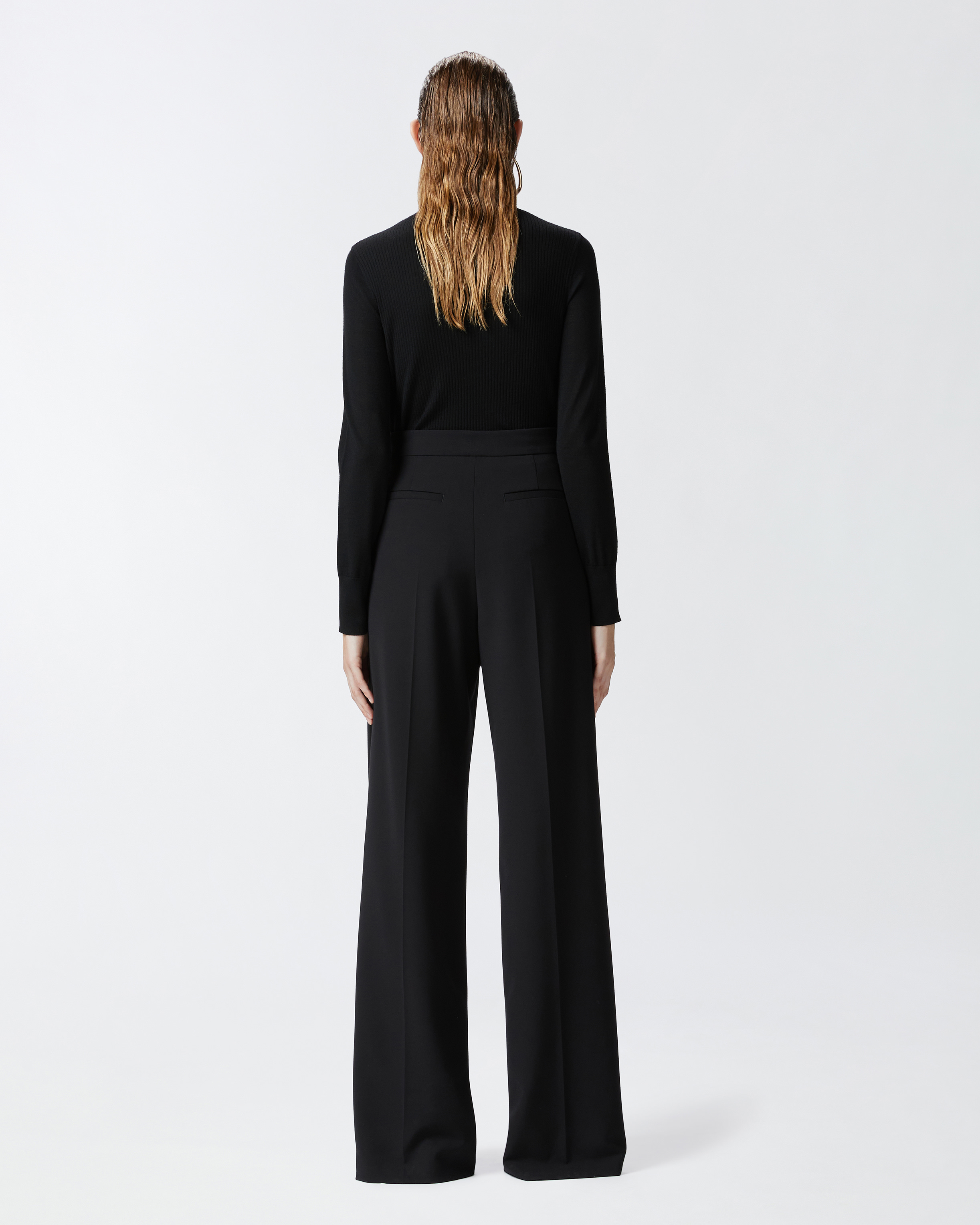 Pinko Elegant Trousers With Shiny Side Band In Limo Black