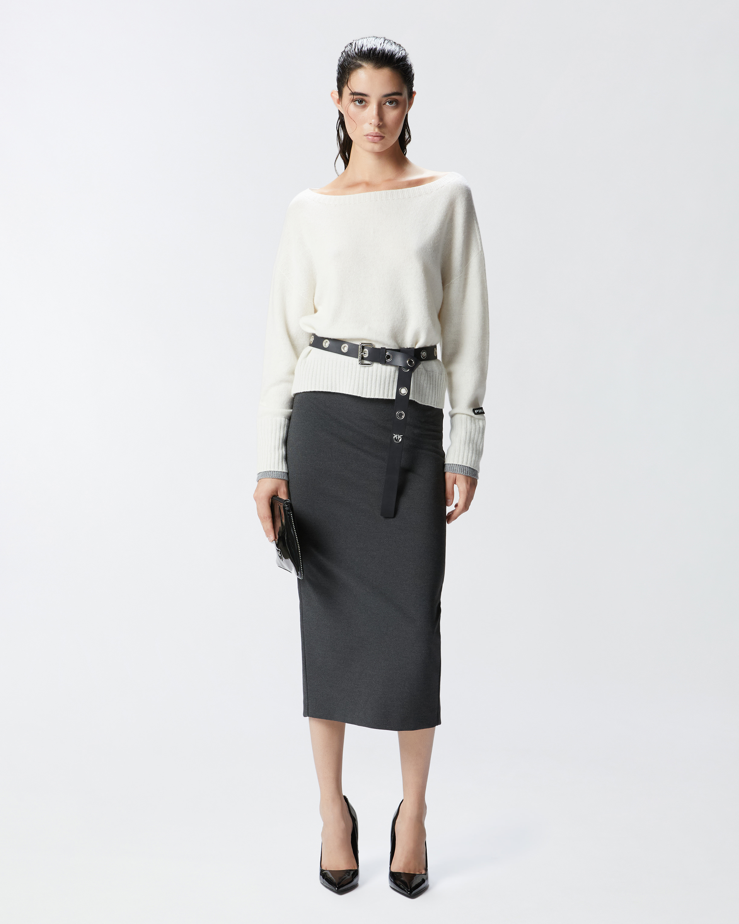 Pinko Sweaters In White/grey