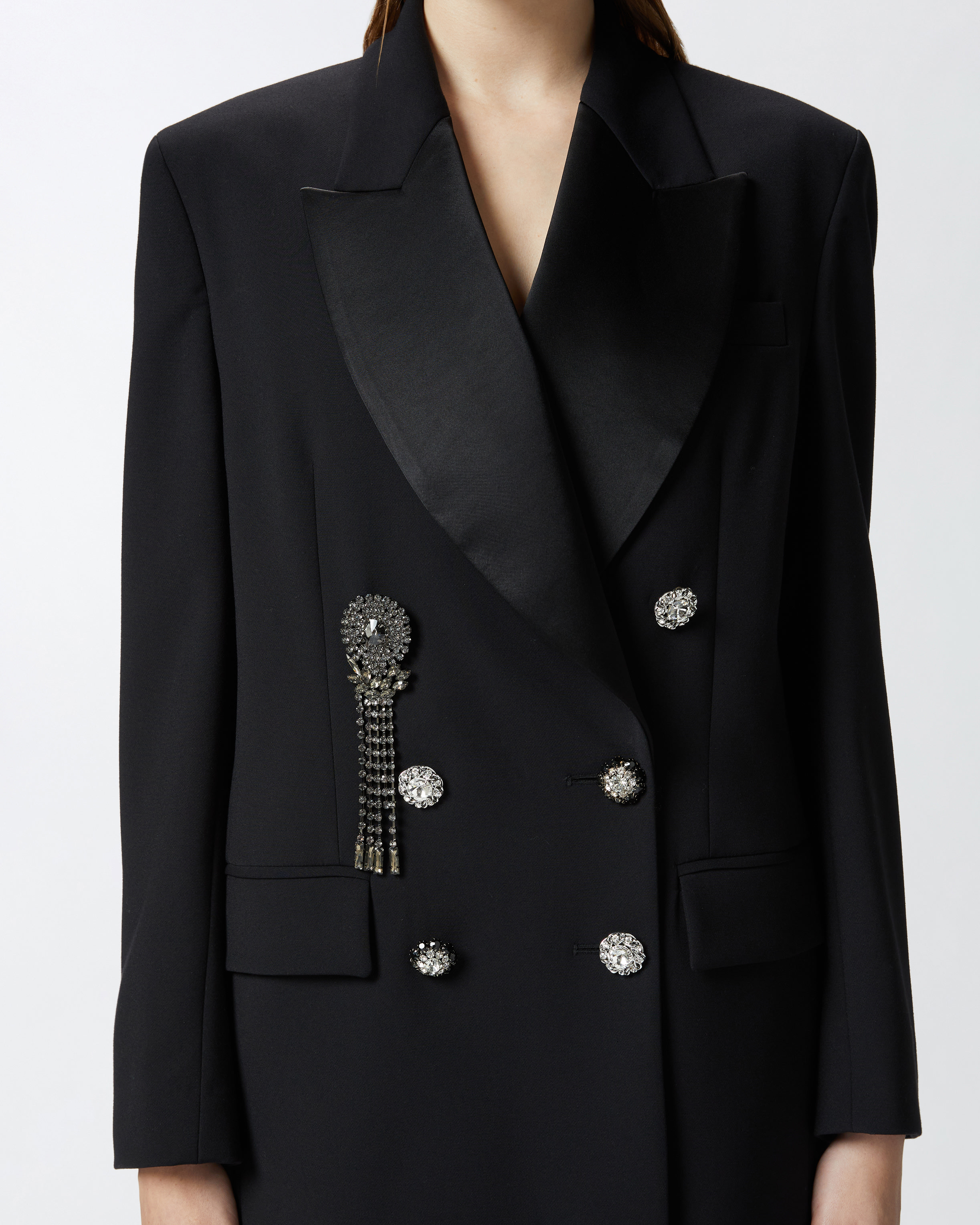 Pinko Elegant Blazer With Pin And Jewel Buttons In Nero Limousine