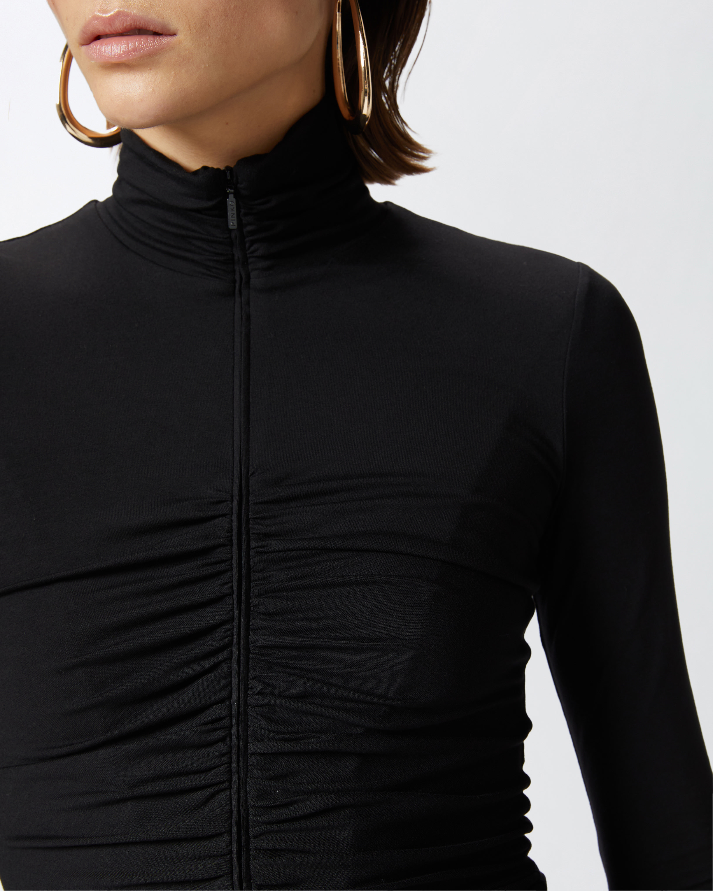 Pinko Robe Longue En Maille Côtelée De Cachemire Mélangé In Limo Black