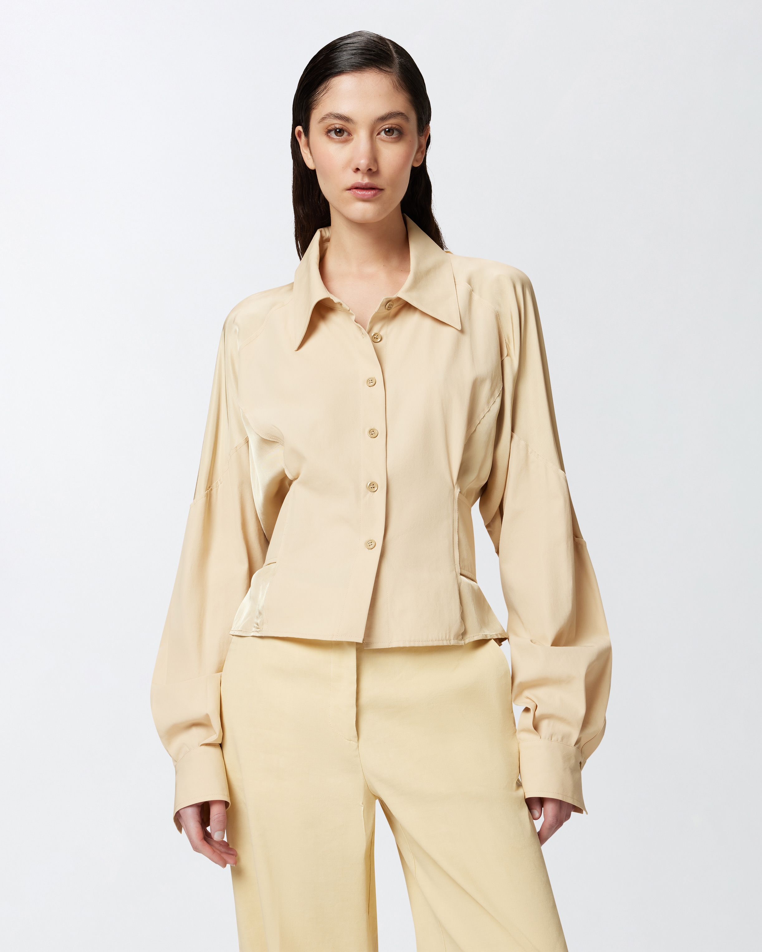 Pinko Habotai And Cotton Shirt With Belt