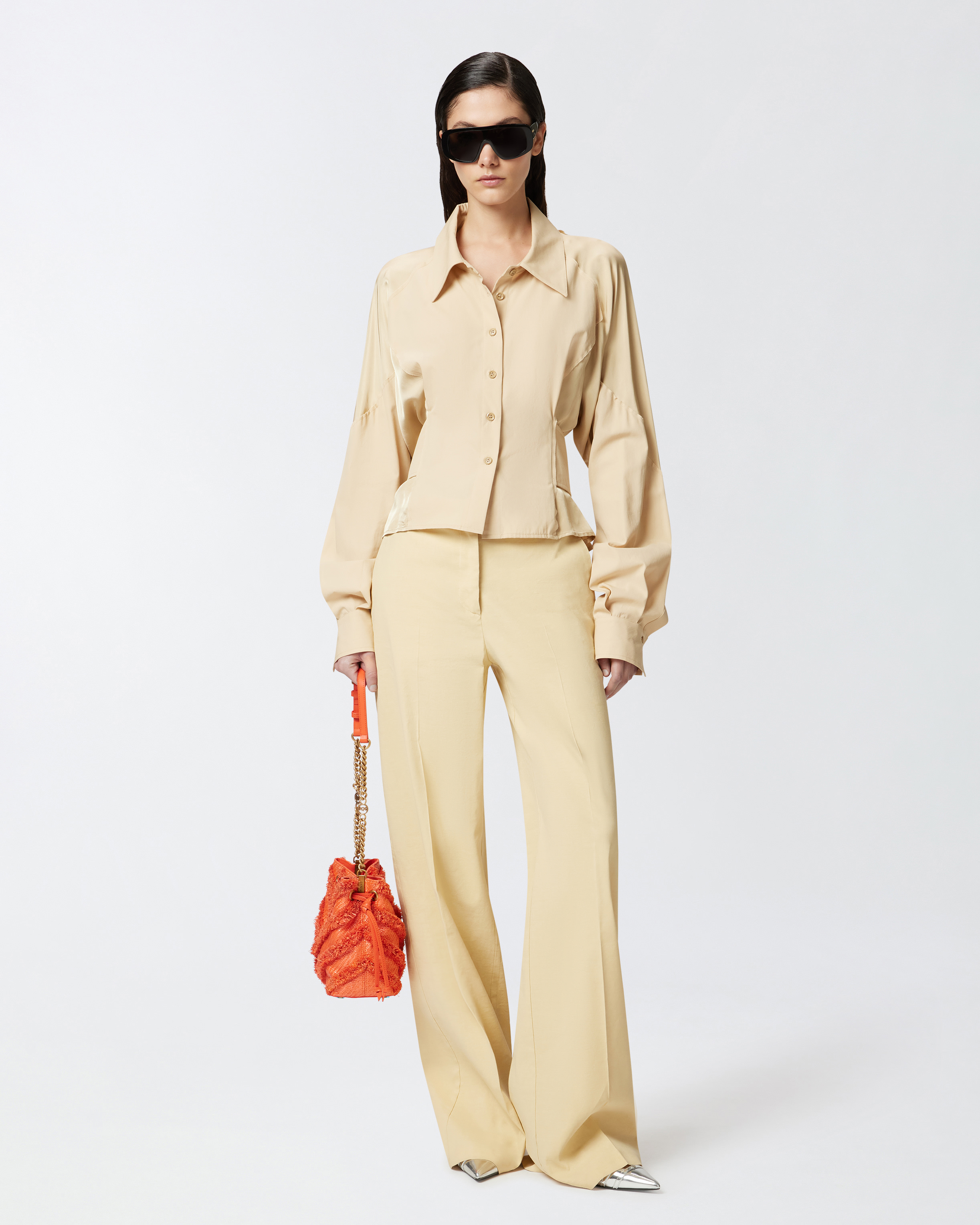 Pinko Habotai And Cotton Shirt With Belt