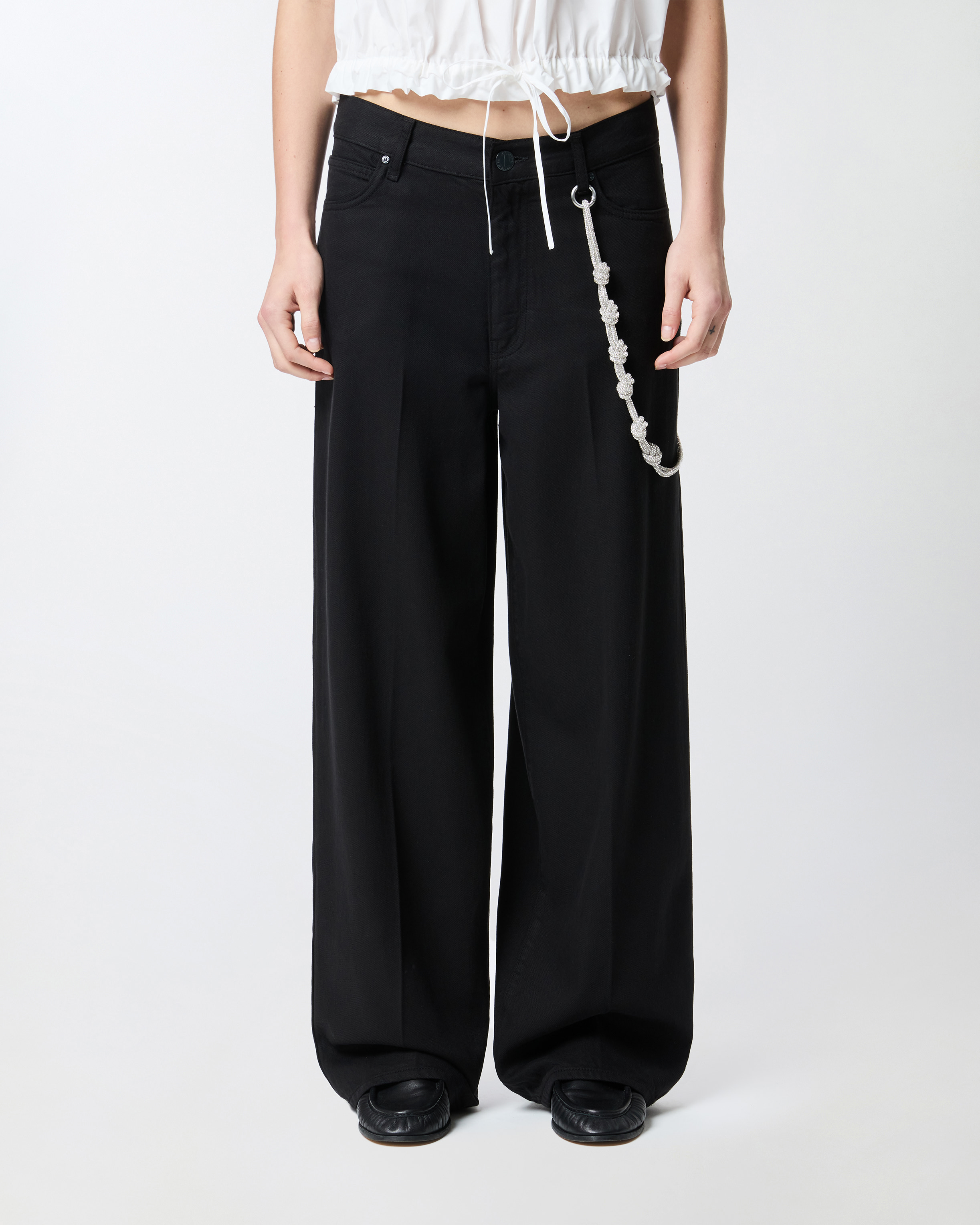Loose wide-leg trousers with jewel chain PINKO → Shop Online