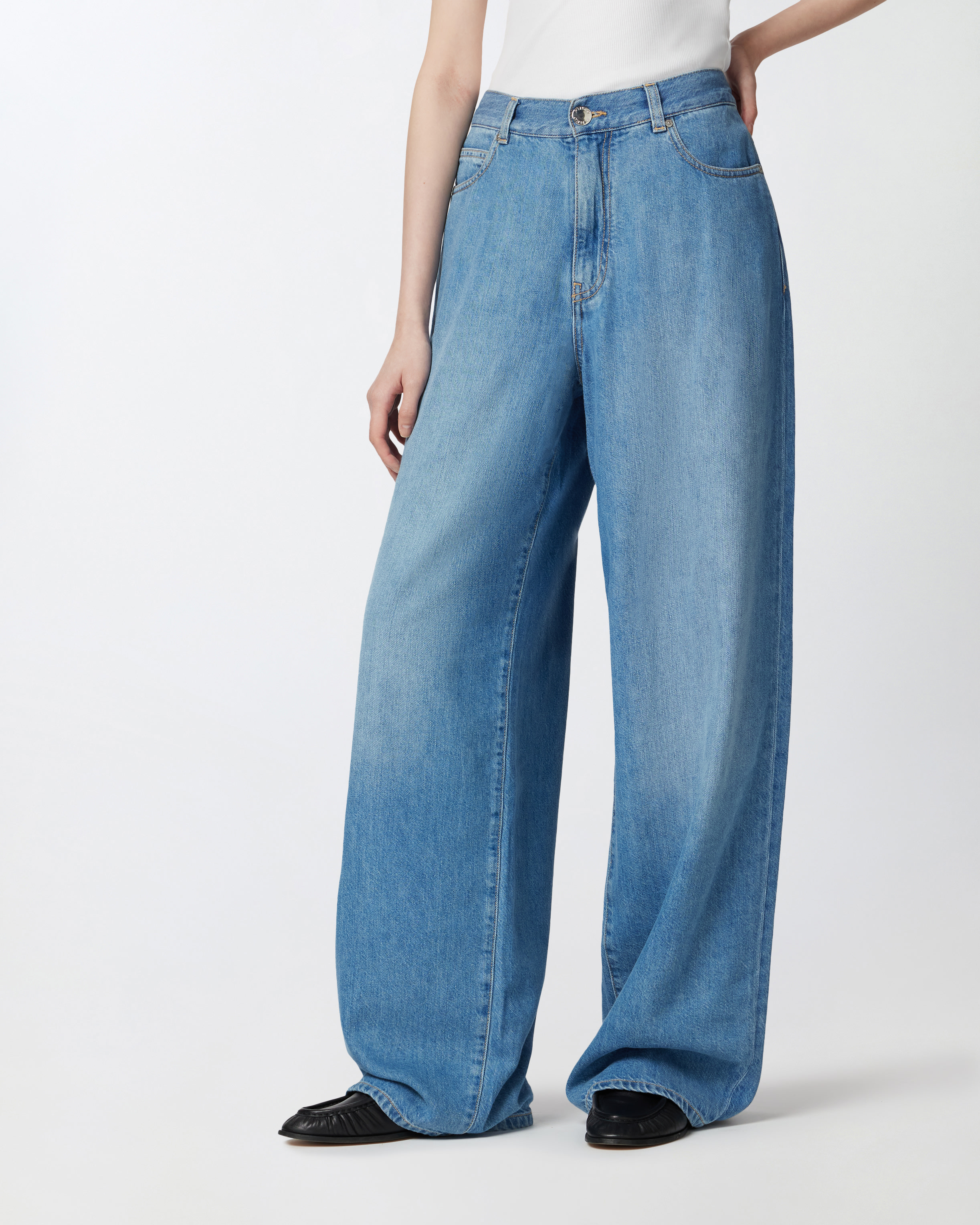 Pinko Jean Palazzo En Denim Moyen Clair In Medium Light Wash
