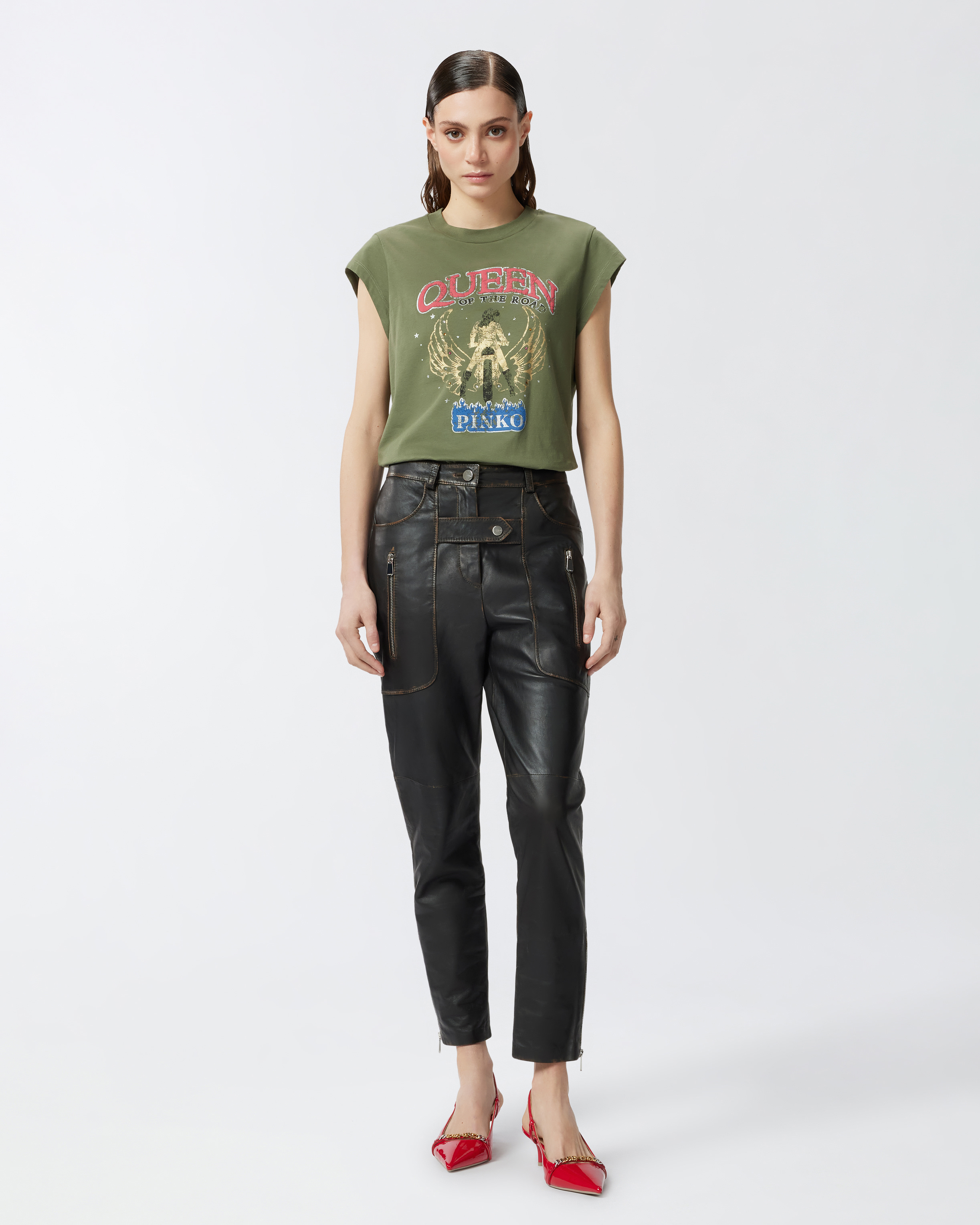 PINKO ピンコ クイーン・オブ・ザ・ロード モータ Tシャツ人気 Pinko T-Shirts And Polos in Green | Lyst Australia
