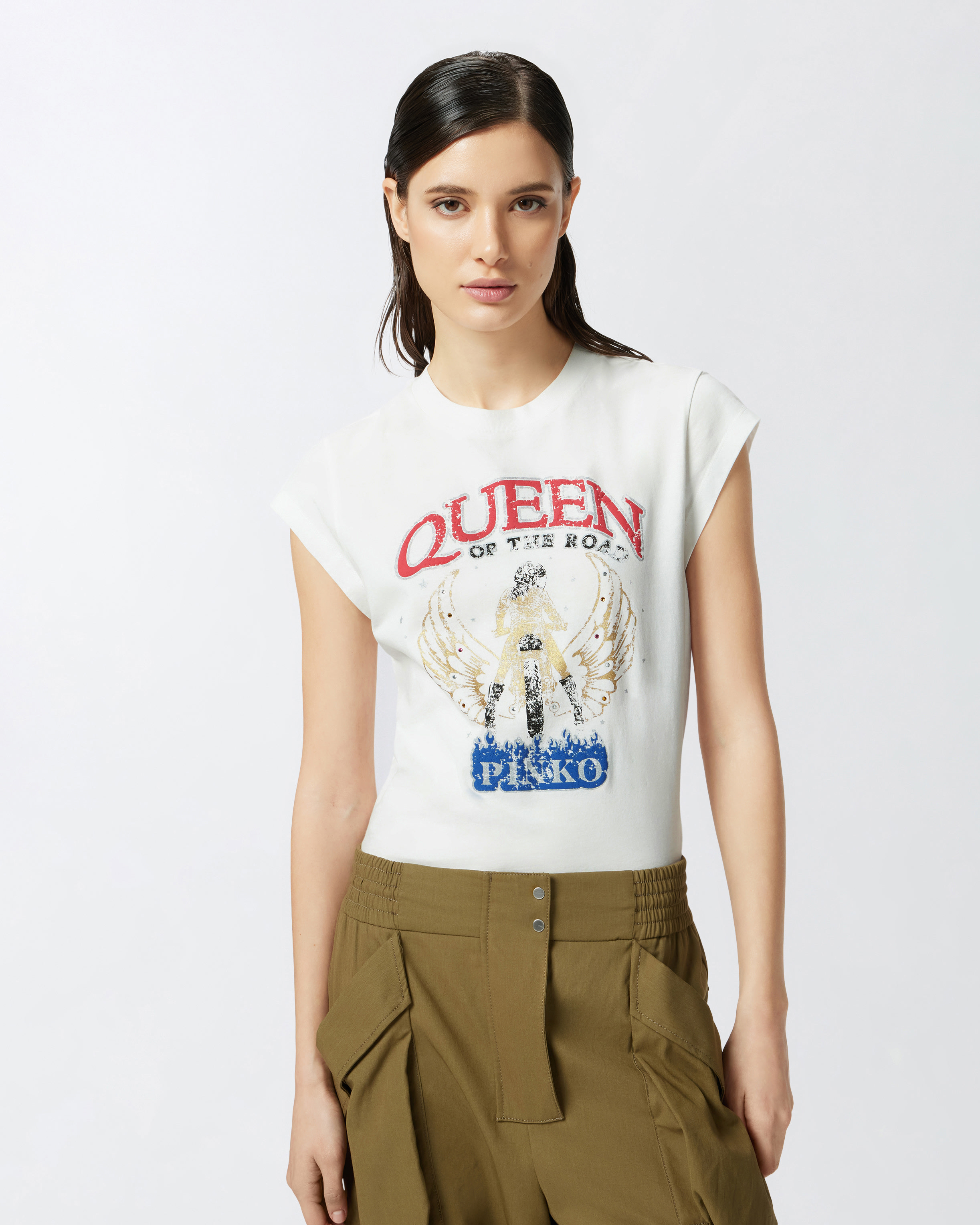 Tシャツ・カットソー PINKO Women Tops 104915A2H0 Z05 White 104915A2H0-Z05-AA04