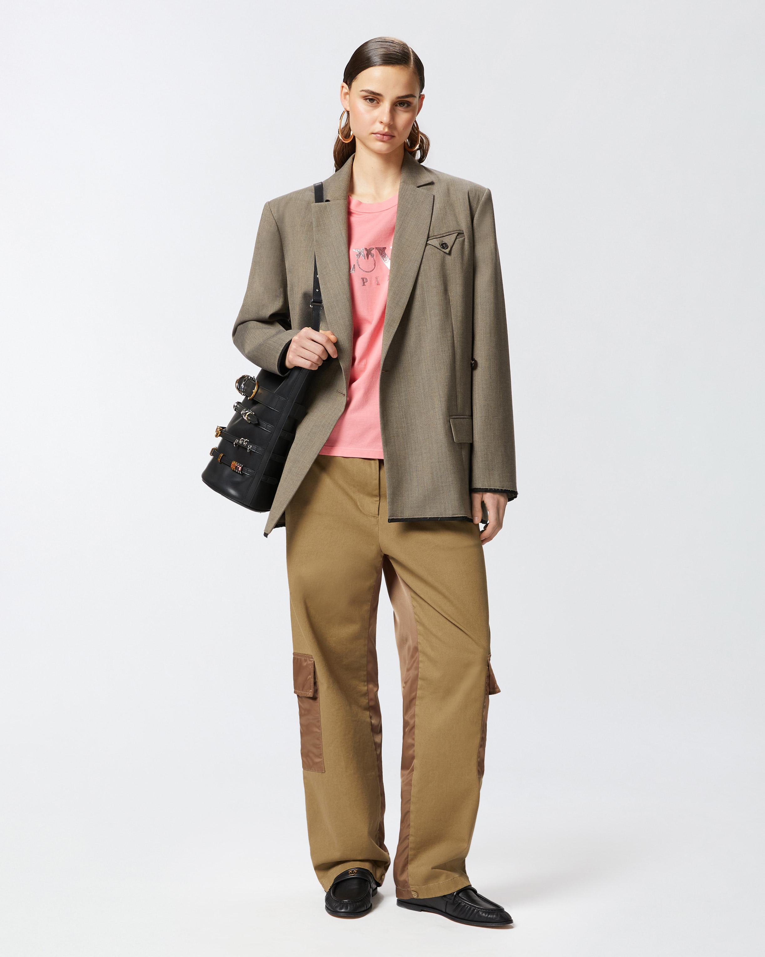 Pinko Metallic Print T-shirt On The Front In Corail Ensoleillé
