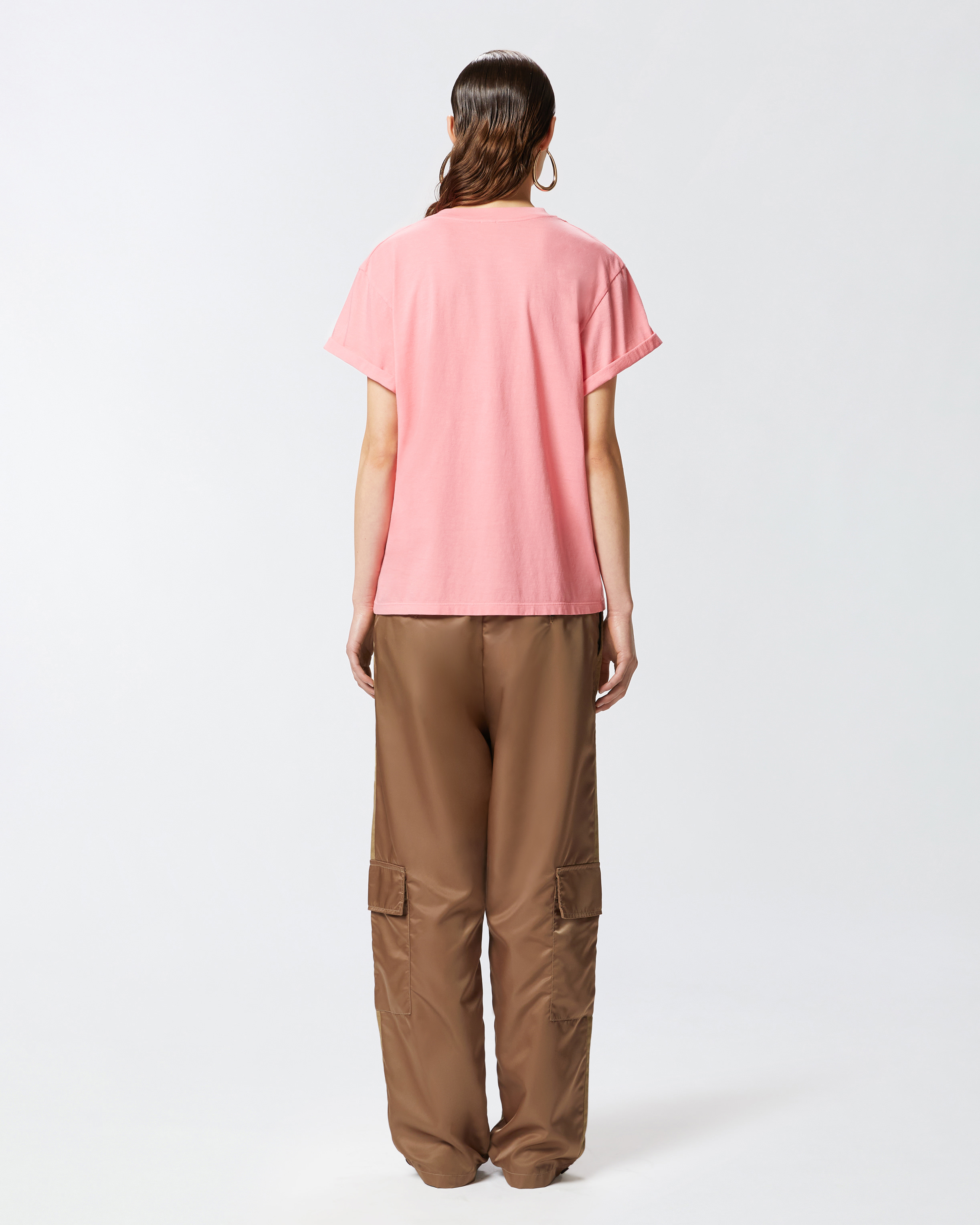 Pinko Metallic Print T-shirt On The Front In Corail Ensoleillé