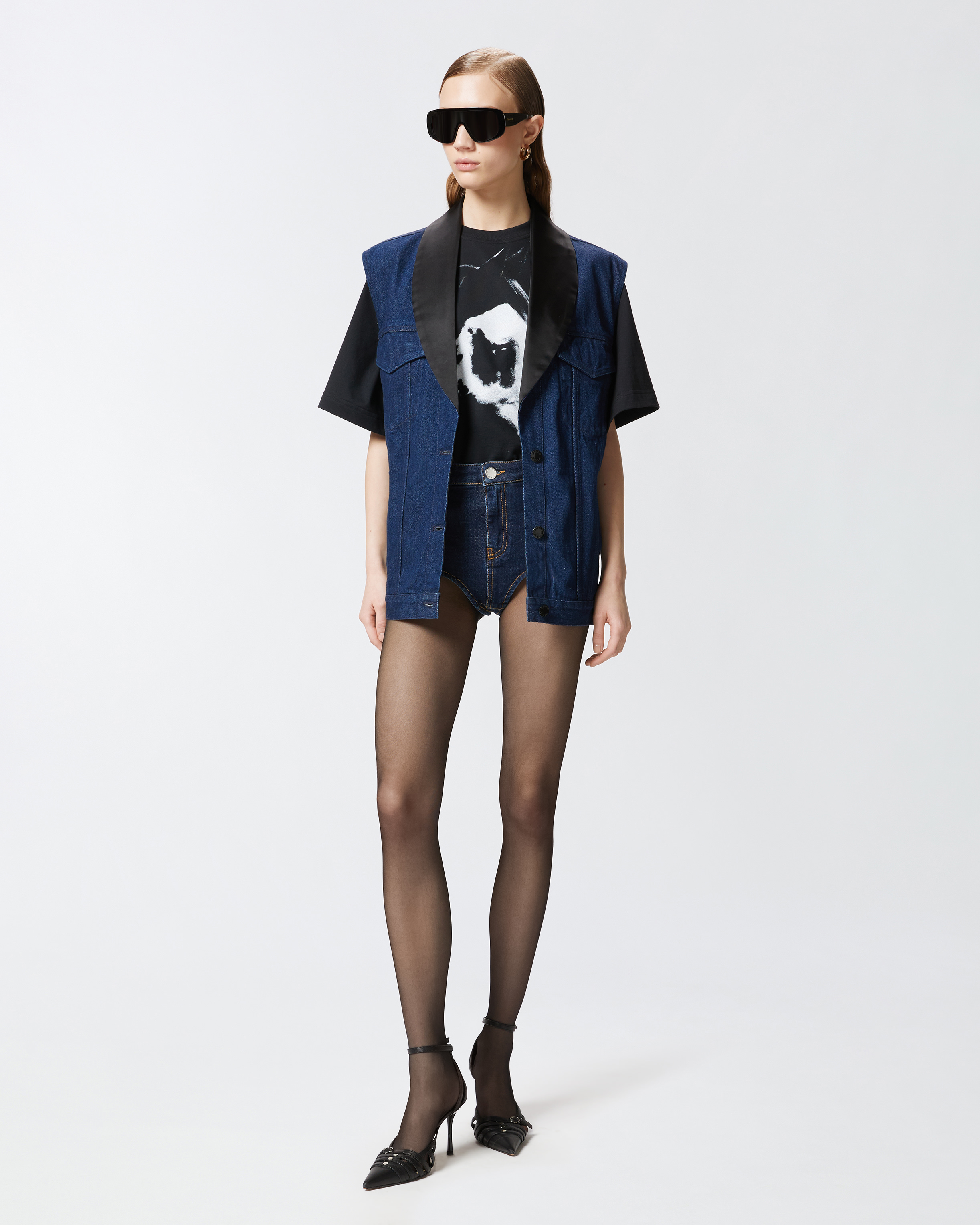 Pinko Denim Shorts With Front And Back Pockets In Délavage Rinse