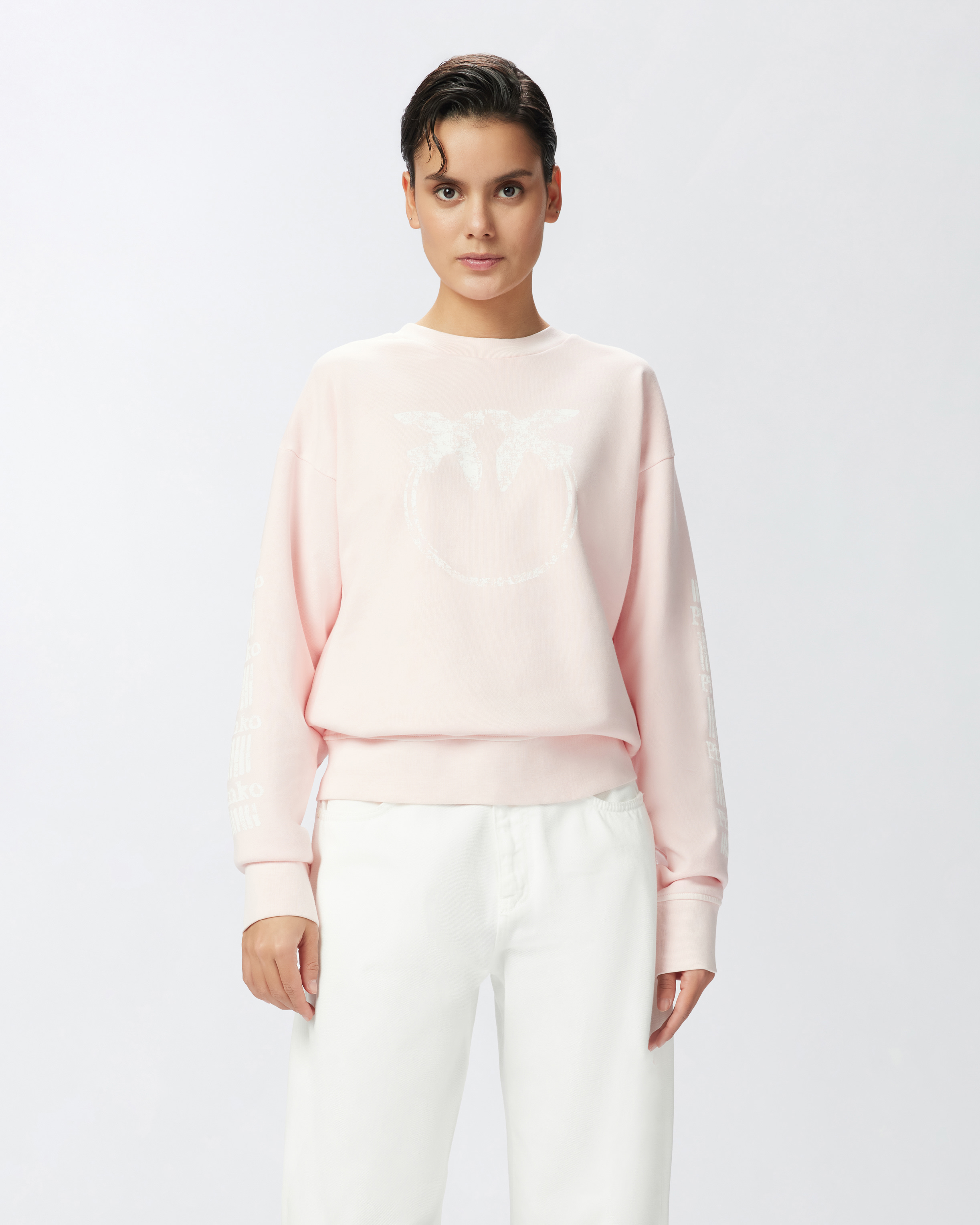 Pinko Cotton Sweatshirt With Logo-branded Sleeves