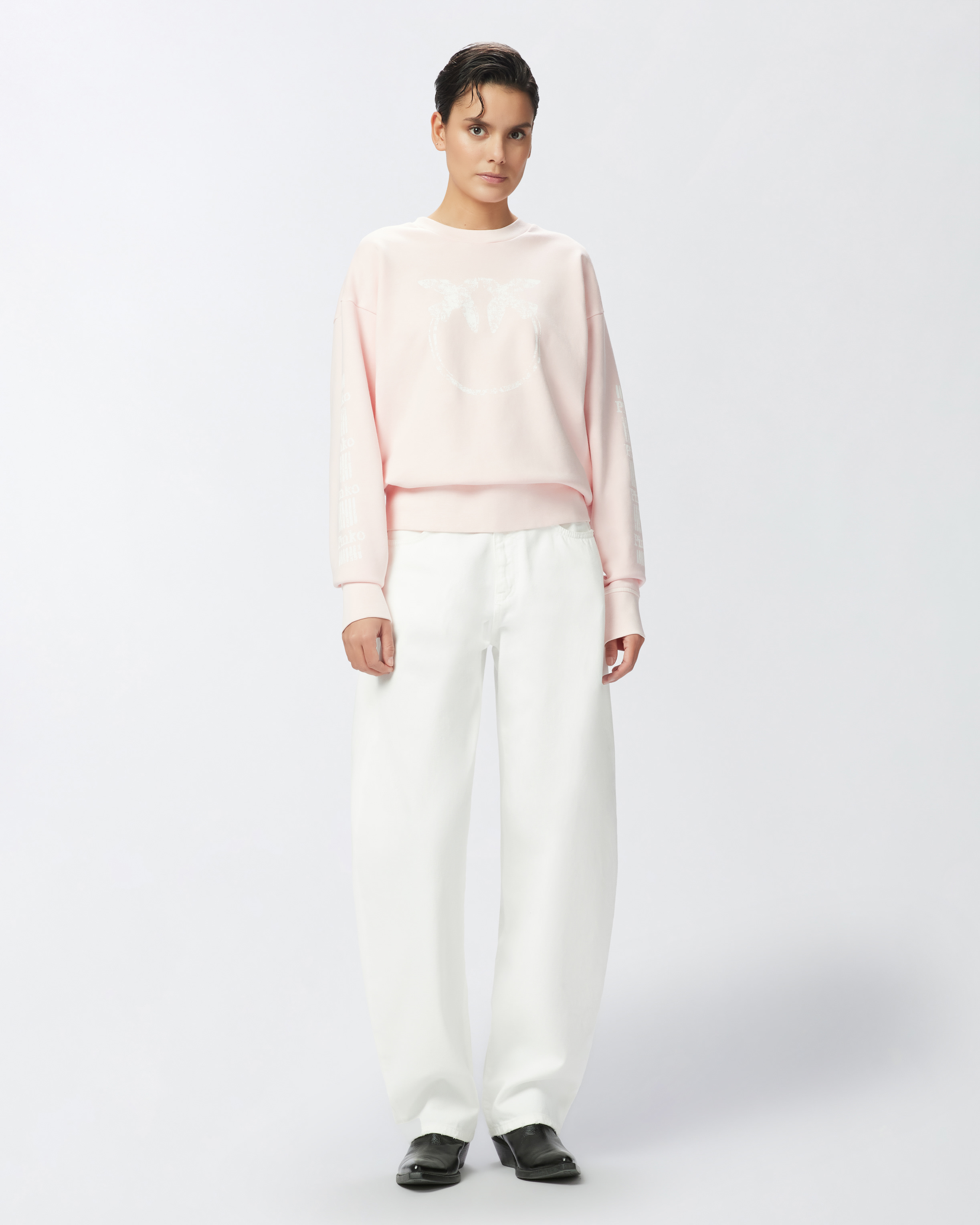 Pinko Cotton Sweatshirt With Logo-branded Sleeves