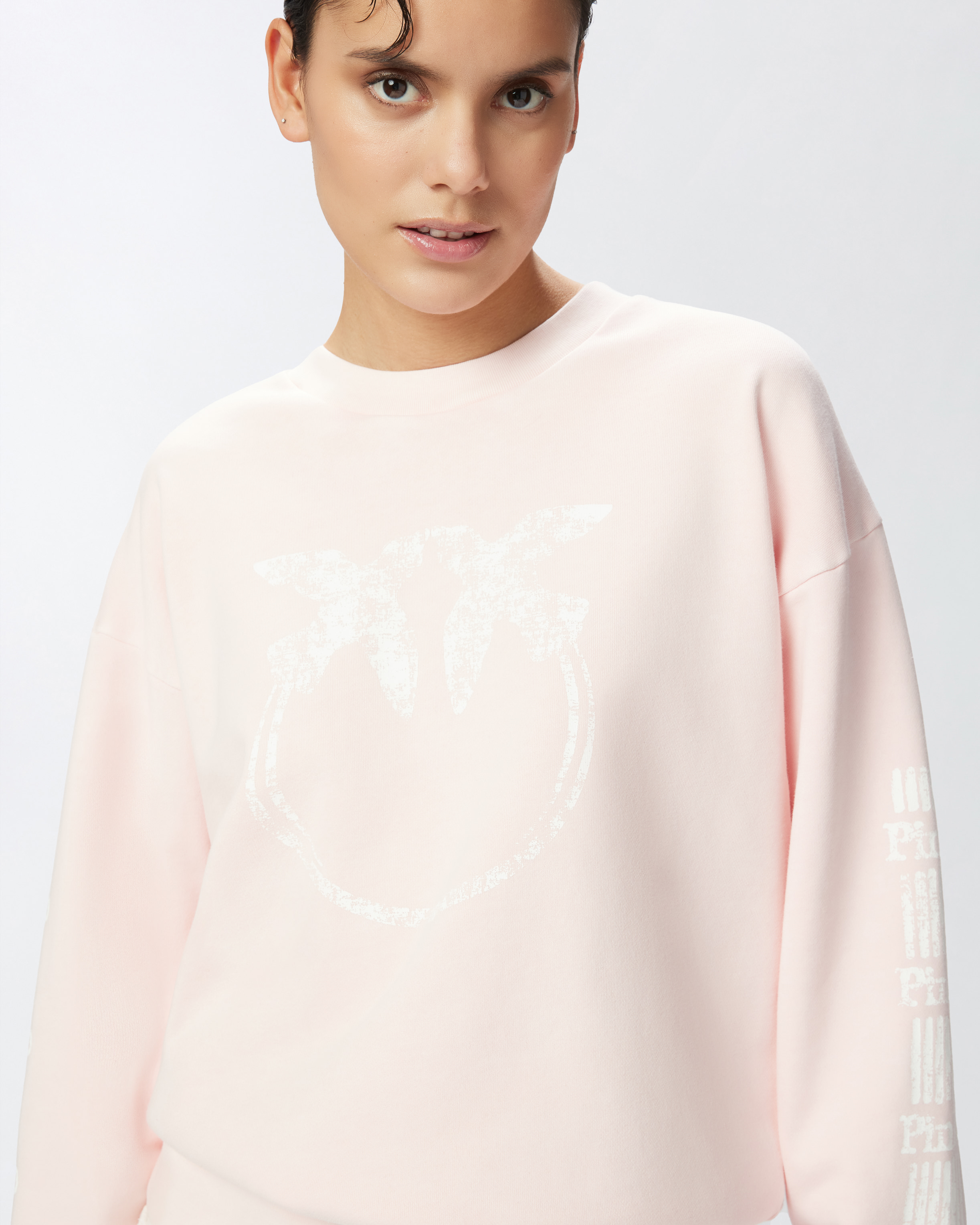 Pinko Cotton Sweatshirt With Logo-branded Sleeves