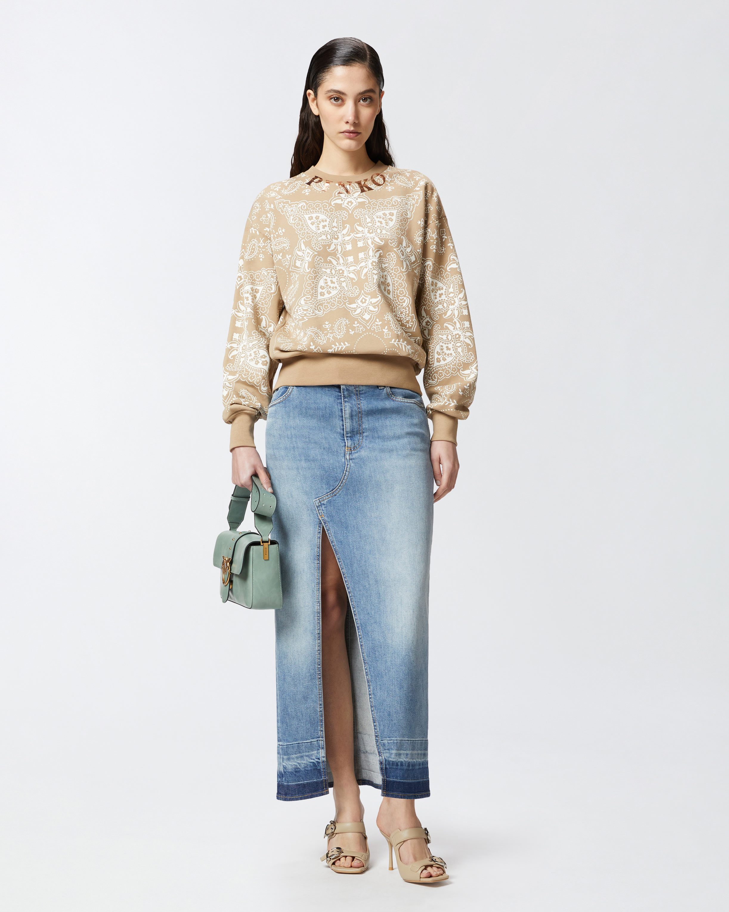 Pinko Sweatshirt Mit Print In Mult. Beige/white