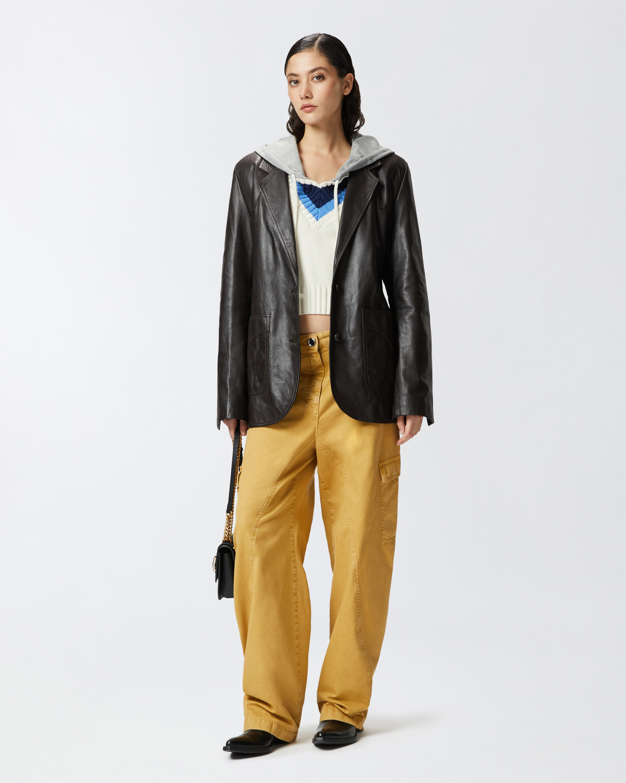 Pinko Varsity-style Fleece Hoodie In Multi Bianco/blu