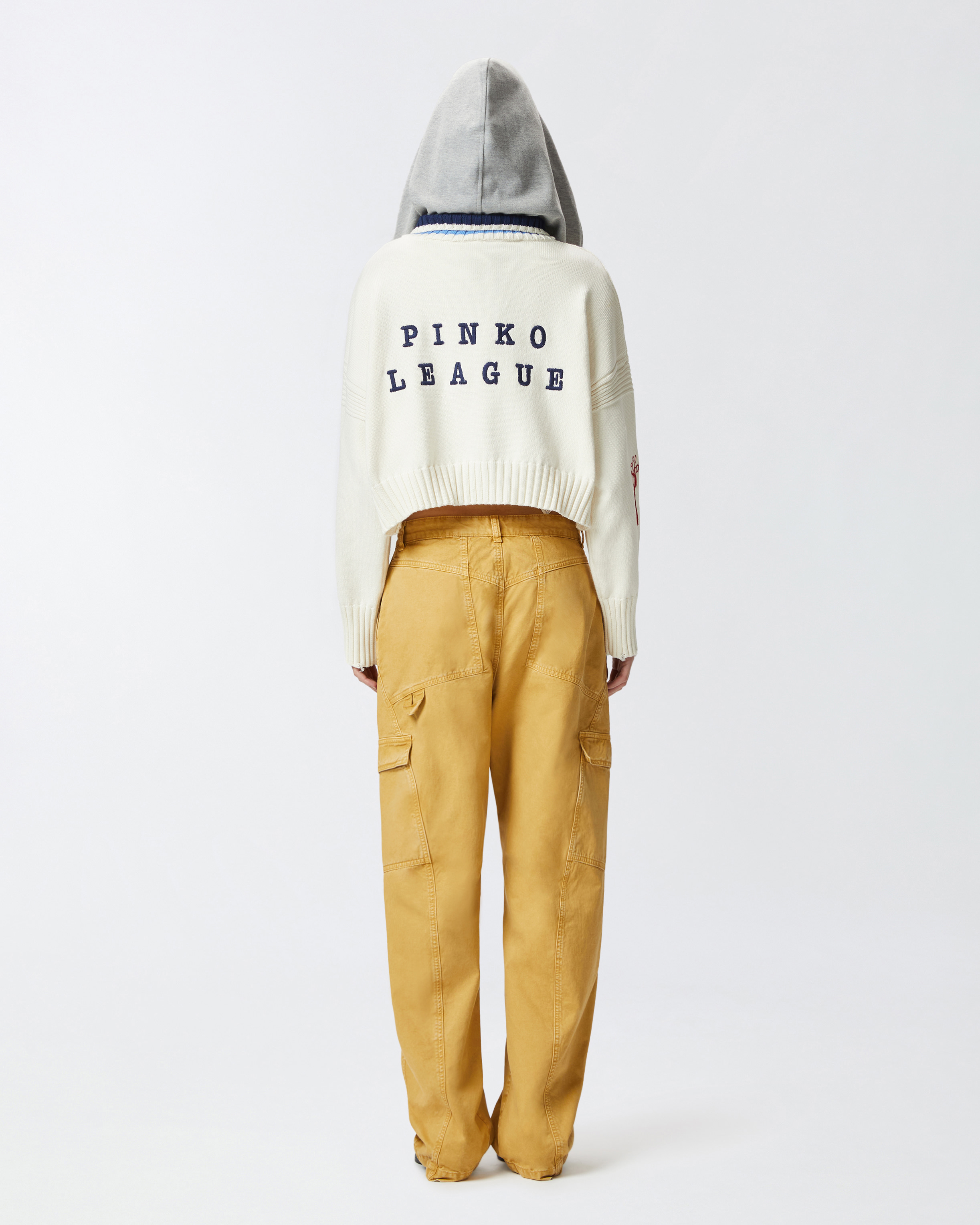 Pinko Varsity-style Fleece Hoodie In Multi Bianco/blu