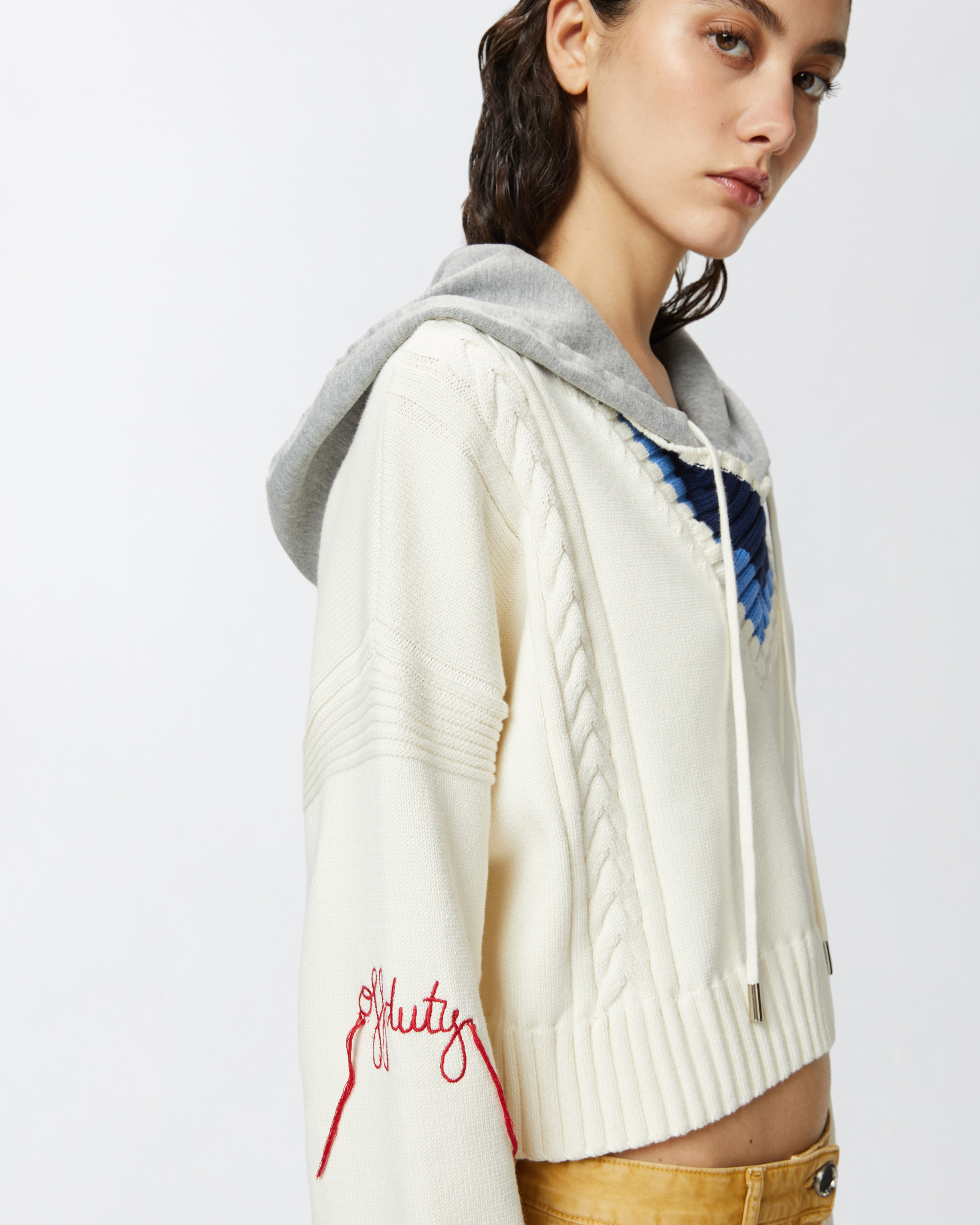 Pinko Varsity-style Fleece Hoodie In Multi Bianco/blu