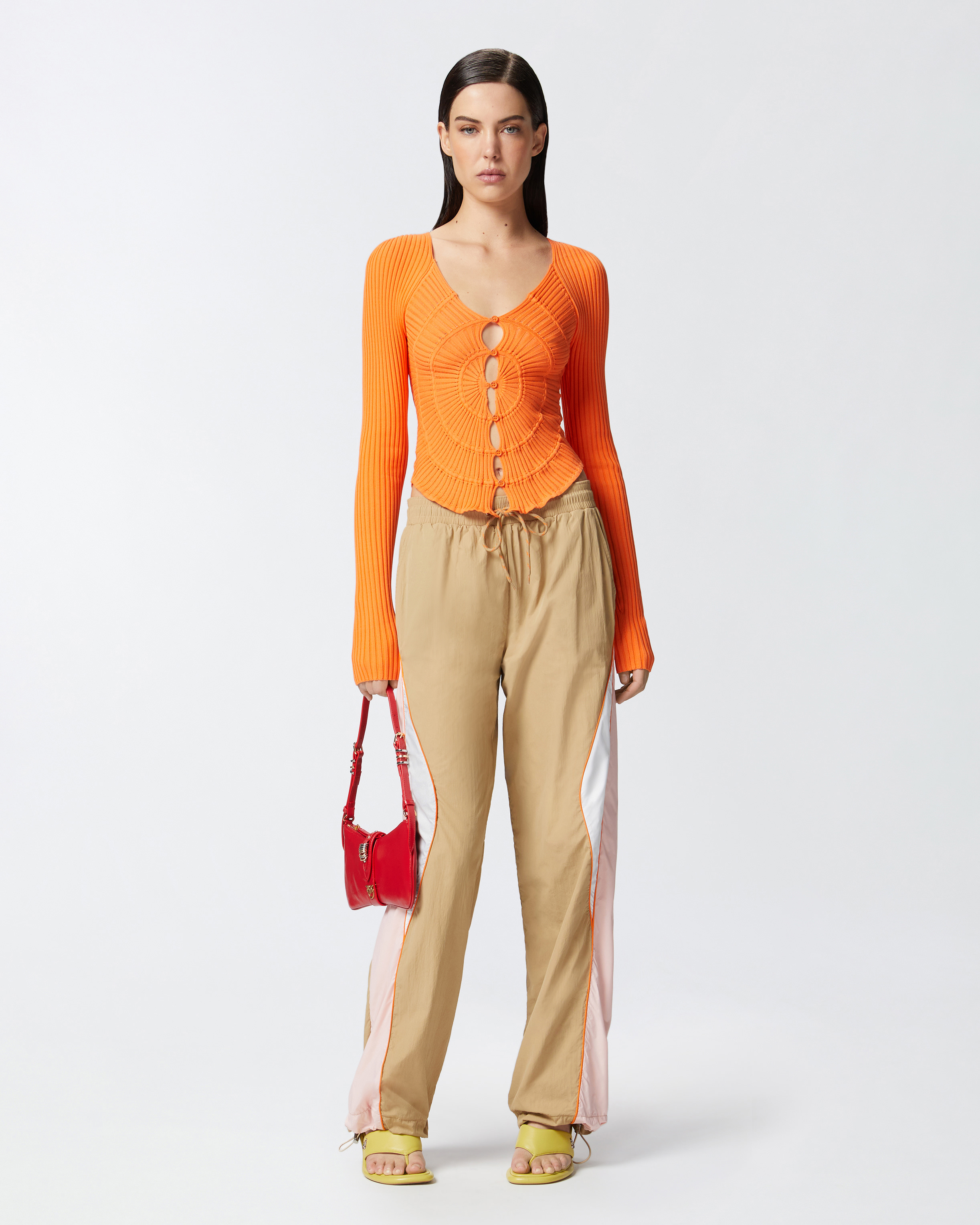 Pinko Slim-fit Ribbed Cardigan With Sunny Design